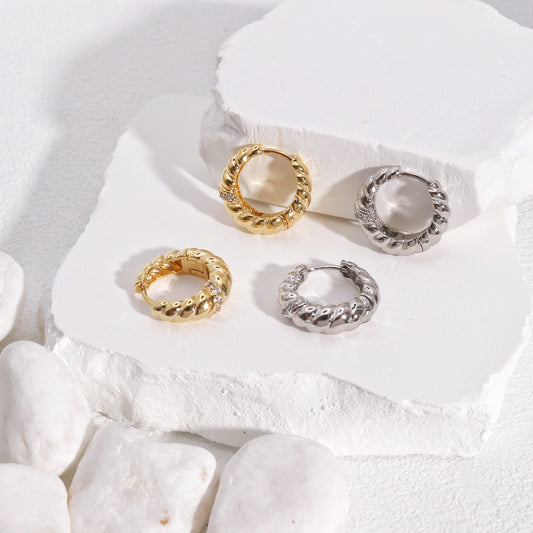 Hayden Baguette Styled CZ Hoop Earrings