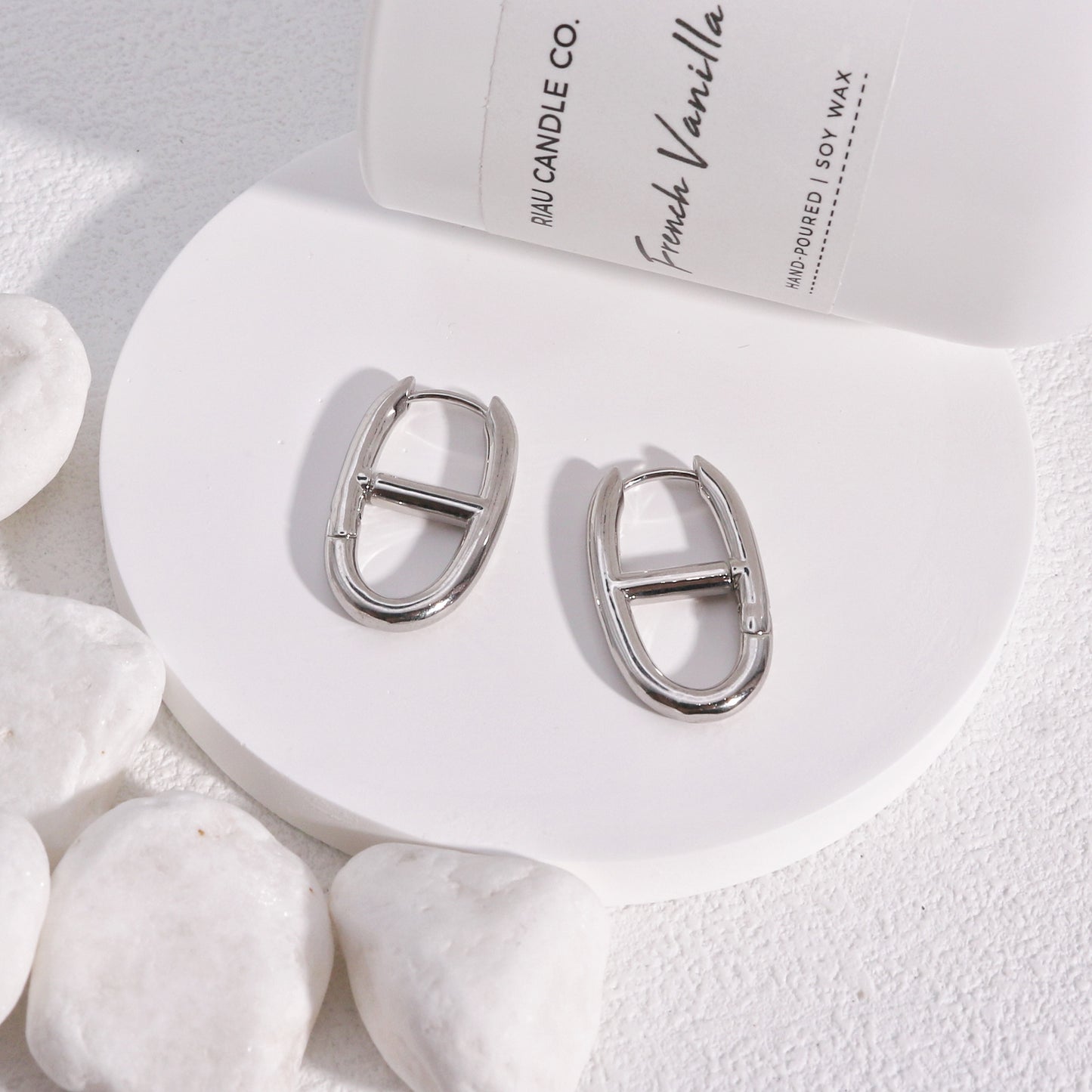 Kristina Solid Geometry Hoop Drop Earrings