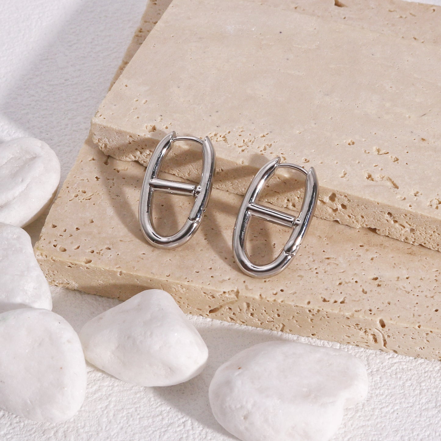 Kristina Solid Geometry Hoop Drop Earrings