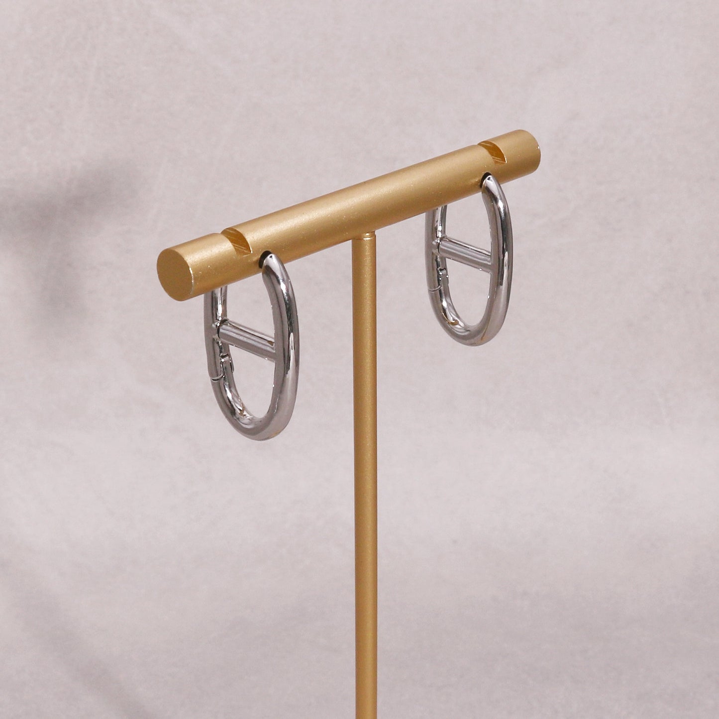 Kristina Solid Geometry Hoop Drop Earrings