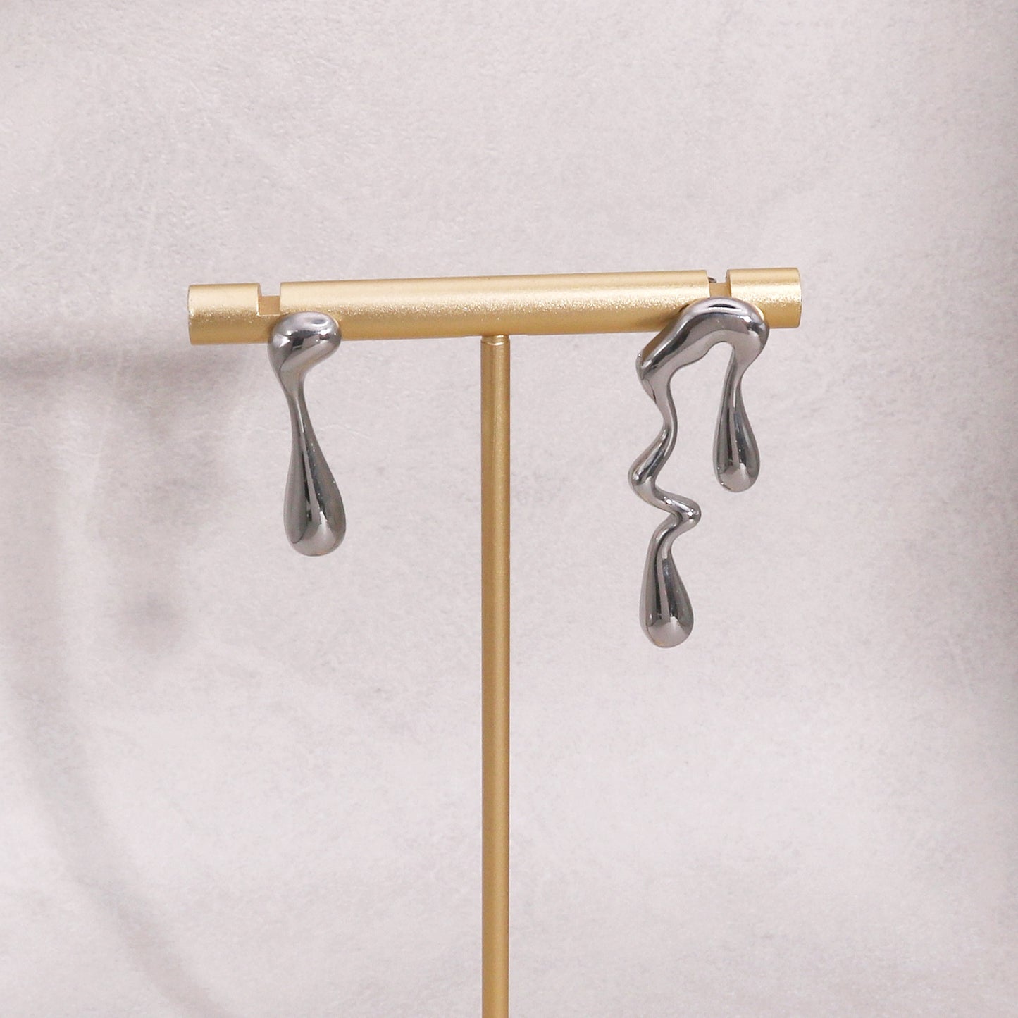Melania Asymmetric Steel Artistry Stud Earrings
