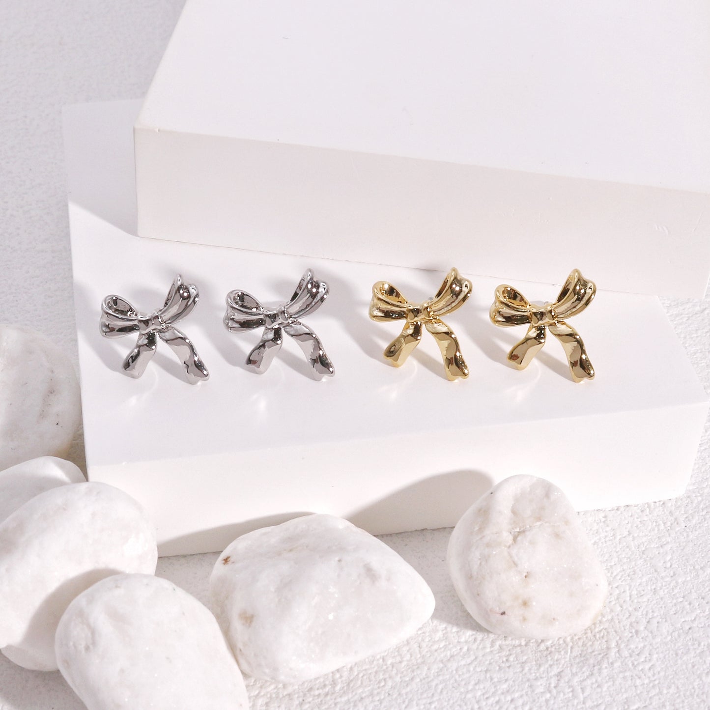 Aaliyah Dainty Bow Tie Ribbon Stud Earrings