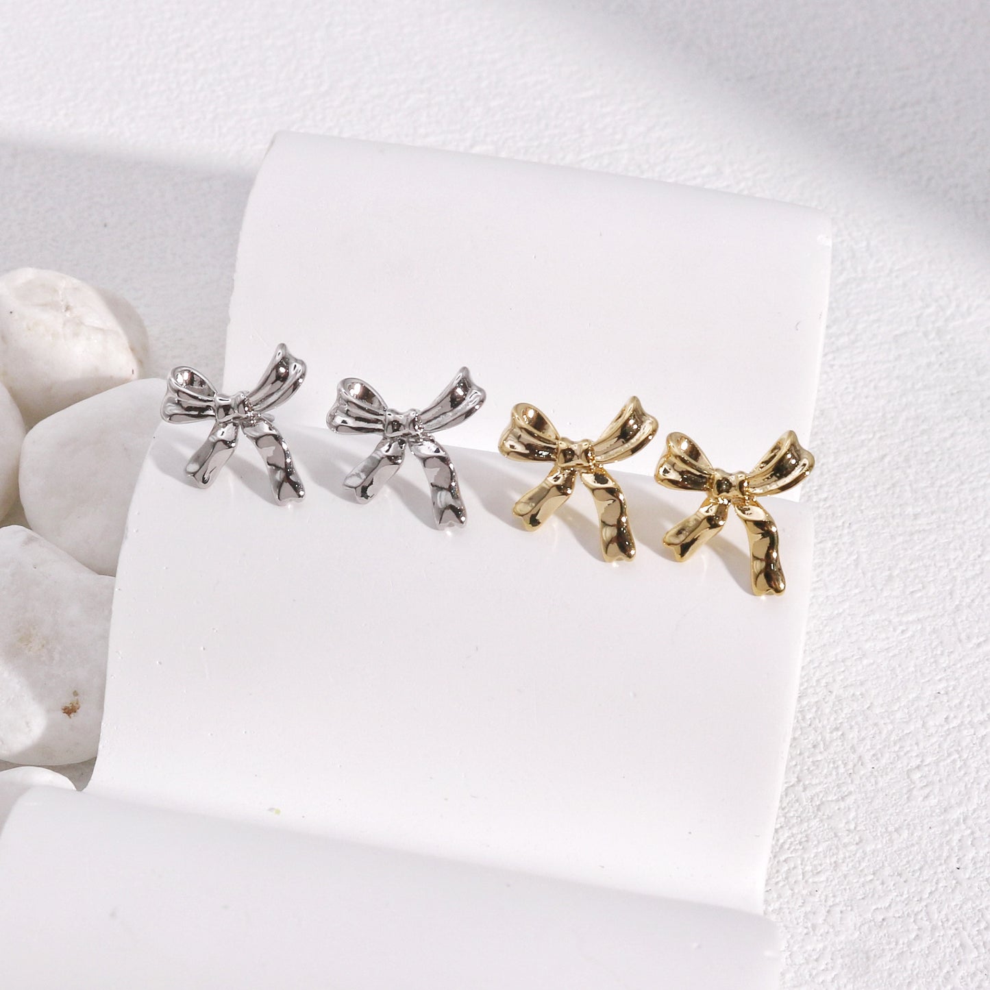 Aaliyah Dainty Bow Tie Ribbon Stud Earrings