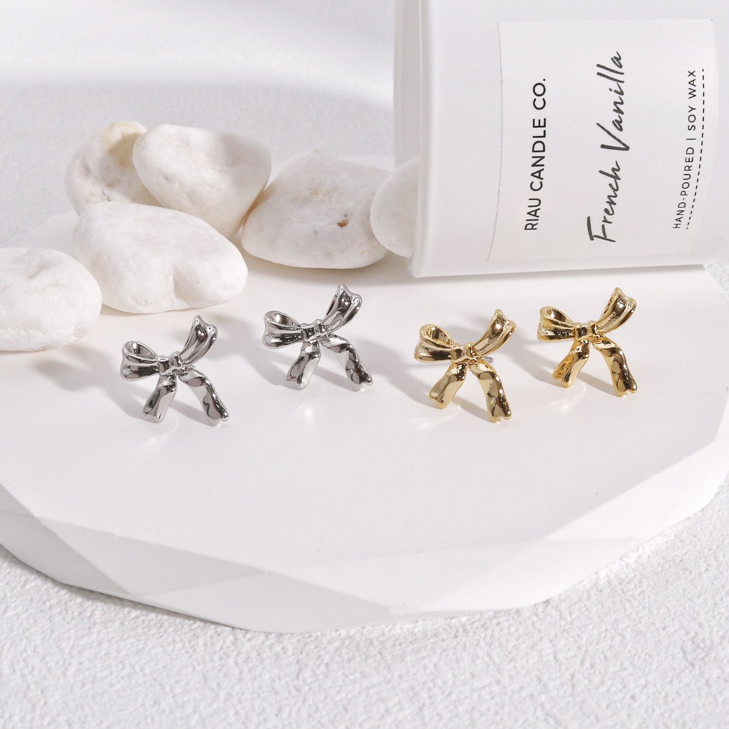 Aaliyah Dainty Bow Tie Ribbon Stud Earrings