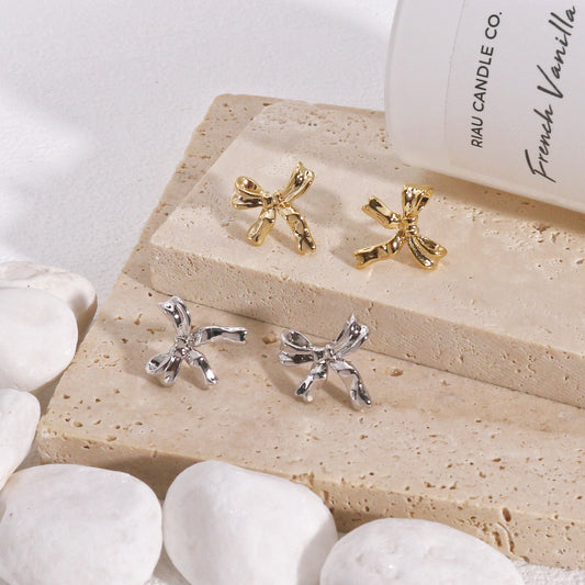 Aaliyah Dainty Bow Tie Ribbon Stud Earrings