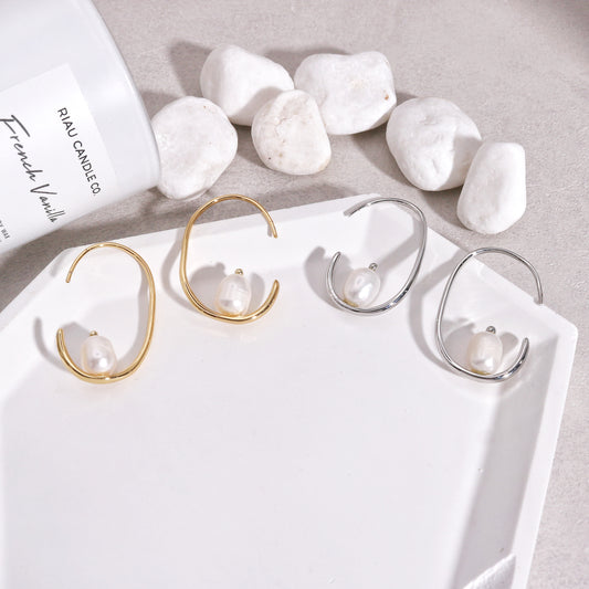 Allisa Freshwater Pearl Hoop Drop Earrings