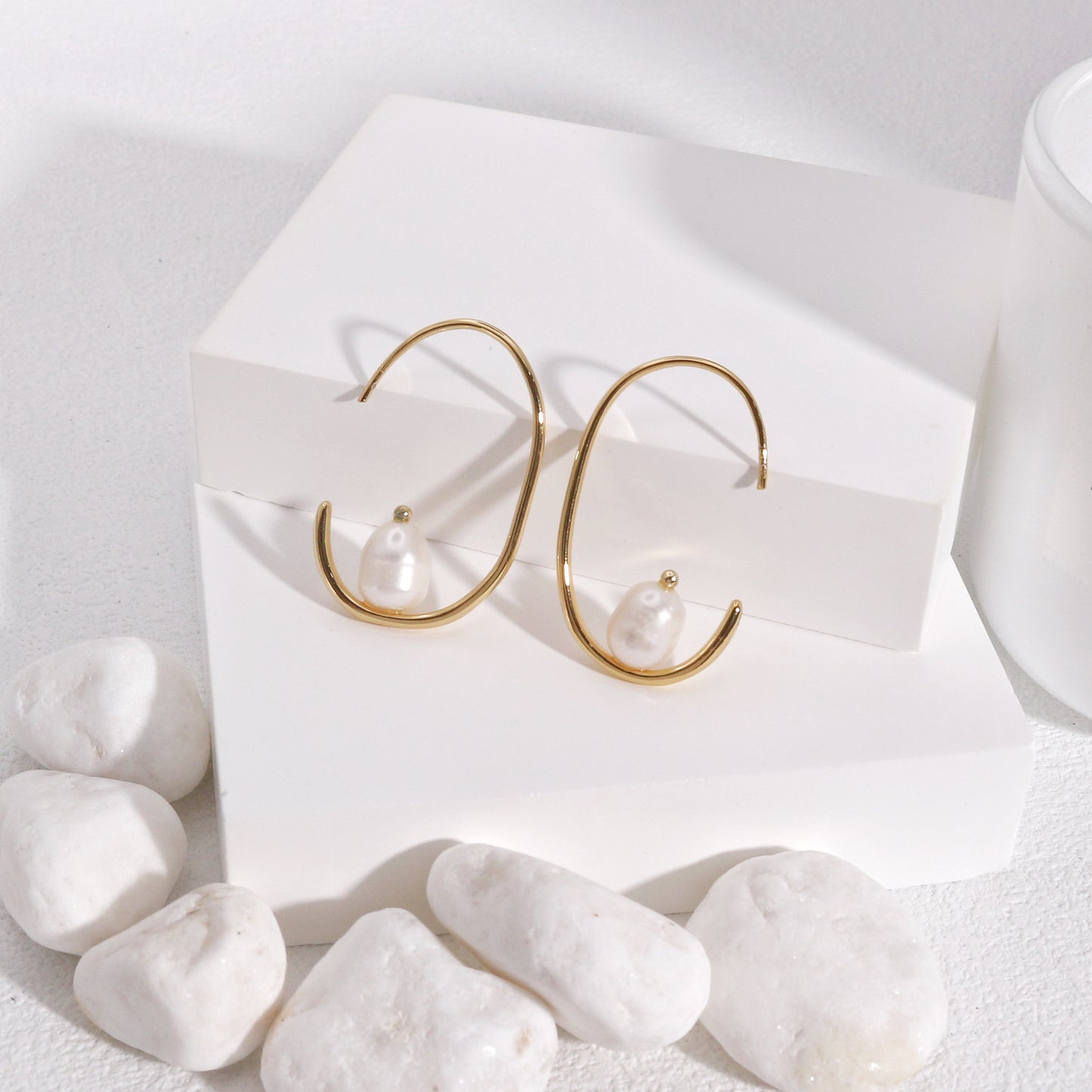 Allisa Freshwater Pearl Hoop Drop Earrings