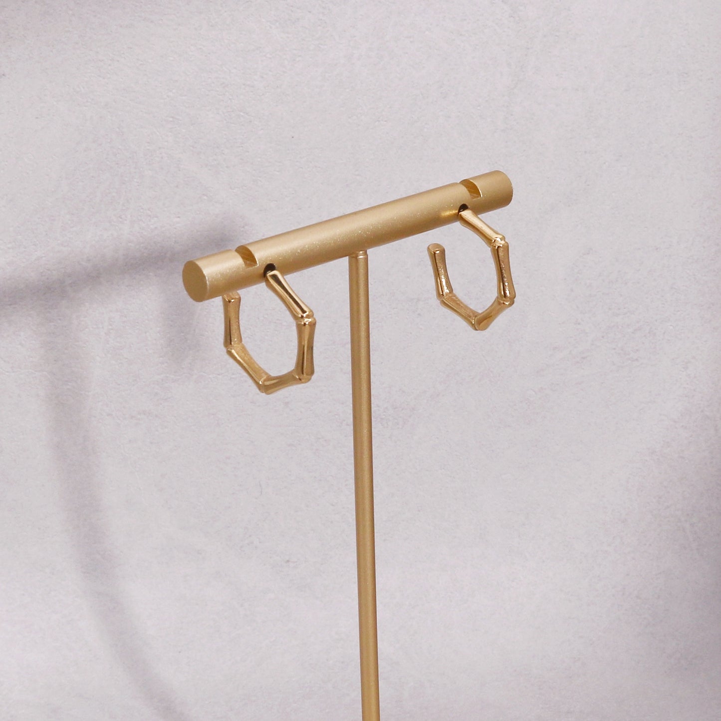 Elisa Mini Bamboo Geometric Steel Hoop Earrings