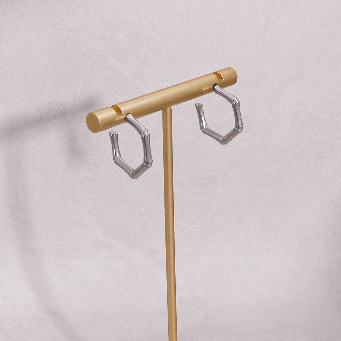 Elisa Mini Bamboo Geometric Steel Hoop Earrings