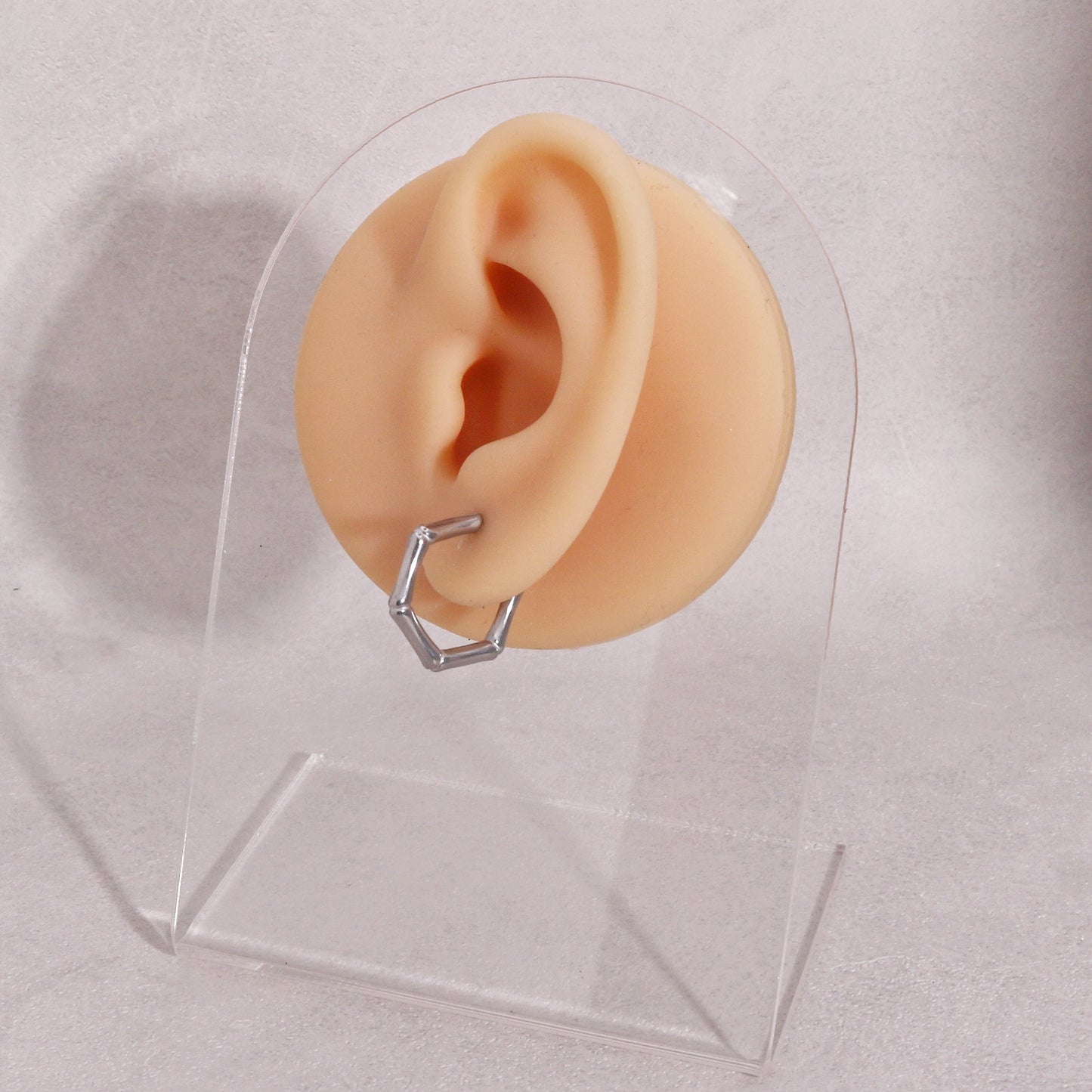 Elisa Mini Bamboo Geometric Steel Hoop Earrings