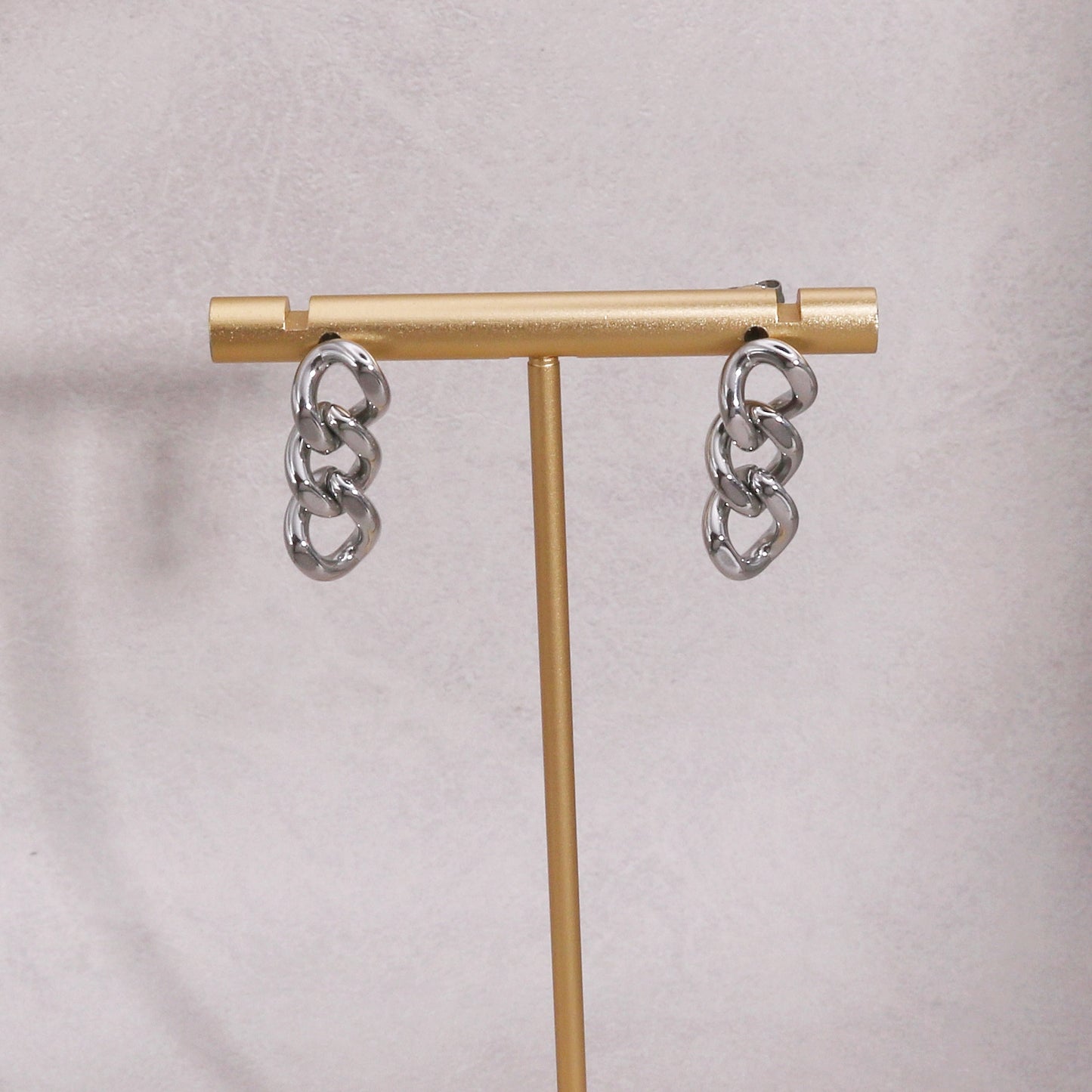 Cassidy Minimalist Steel Chain Link Drop Earrings