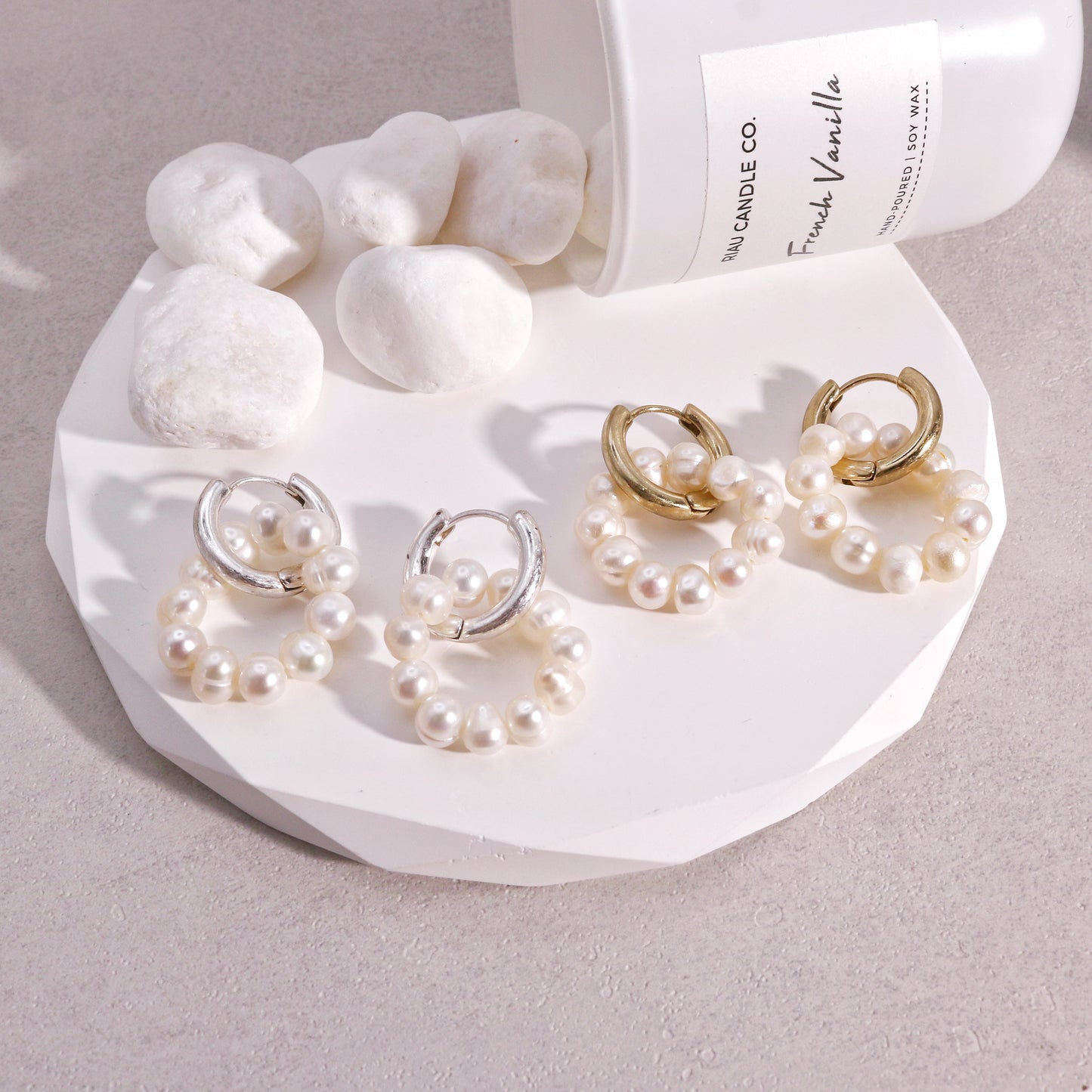 Baily Ring of Freshwater Pearl Hoop Drop Earrings