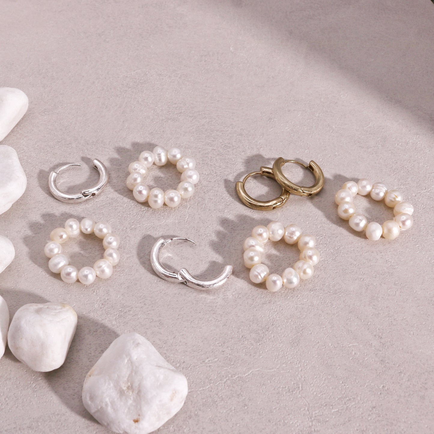 Baily Ring of Freshwater Pearl Hoop Drop Earrings
