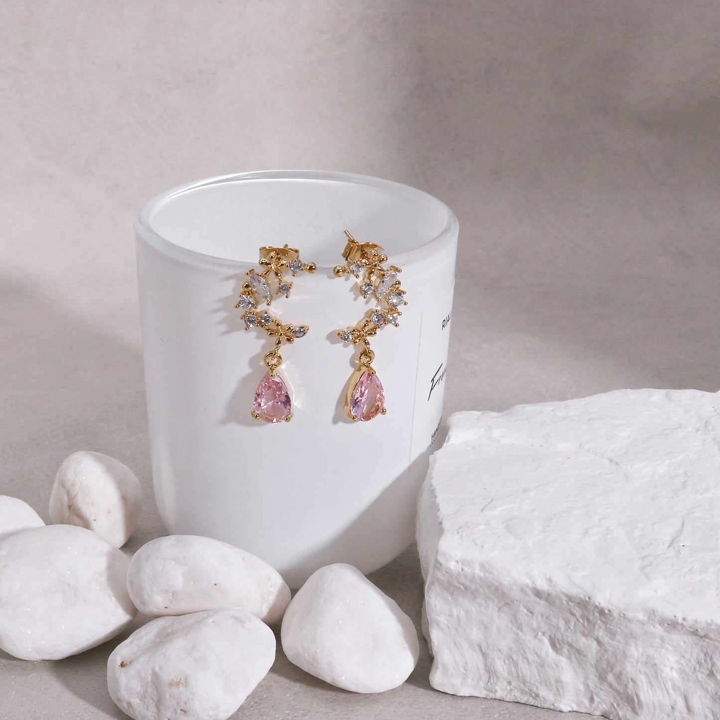 Halcyon Delicate Crescent Crystal Drop Earrings