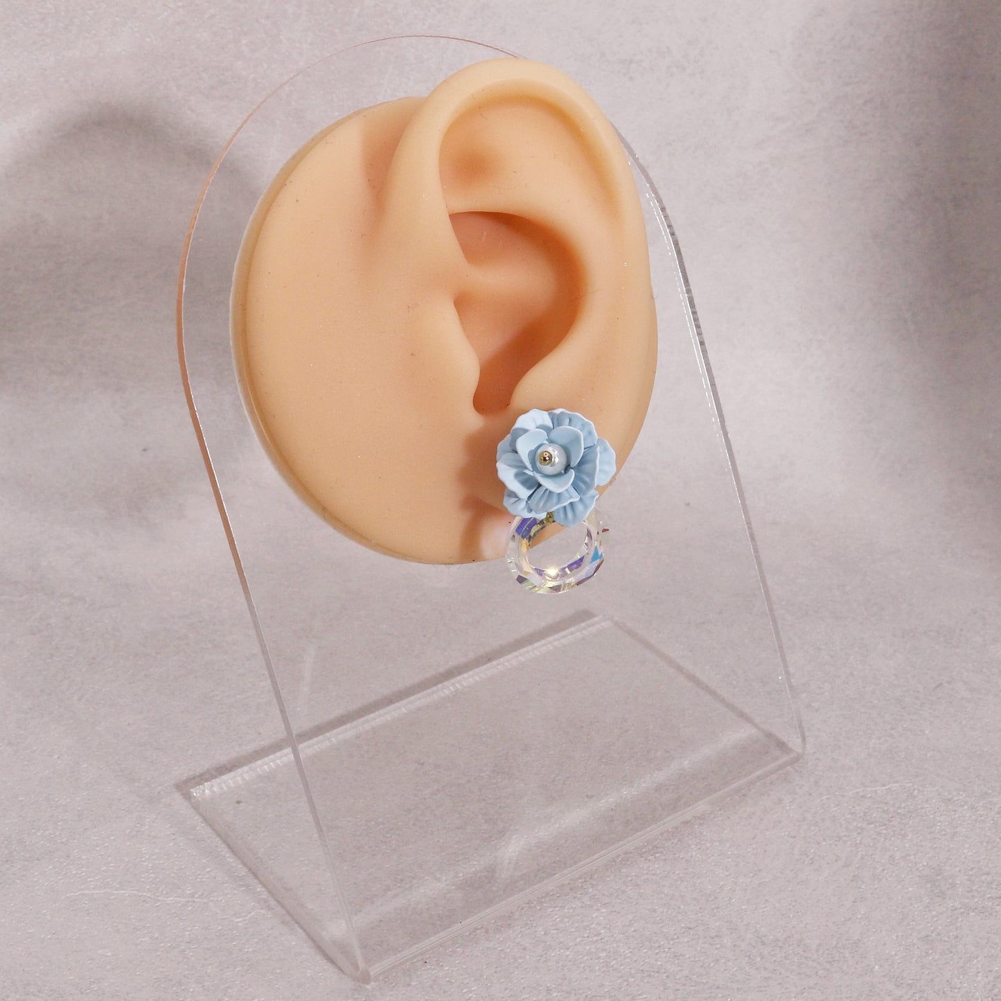 Blake Elegant Flower and Crystal Dangle Earrings