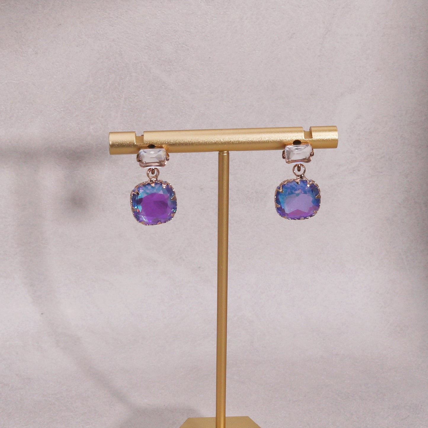 Victoria Solitaire Square Cut Crystal Drop Earrings