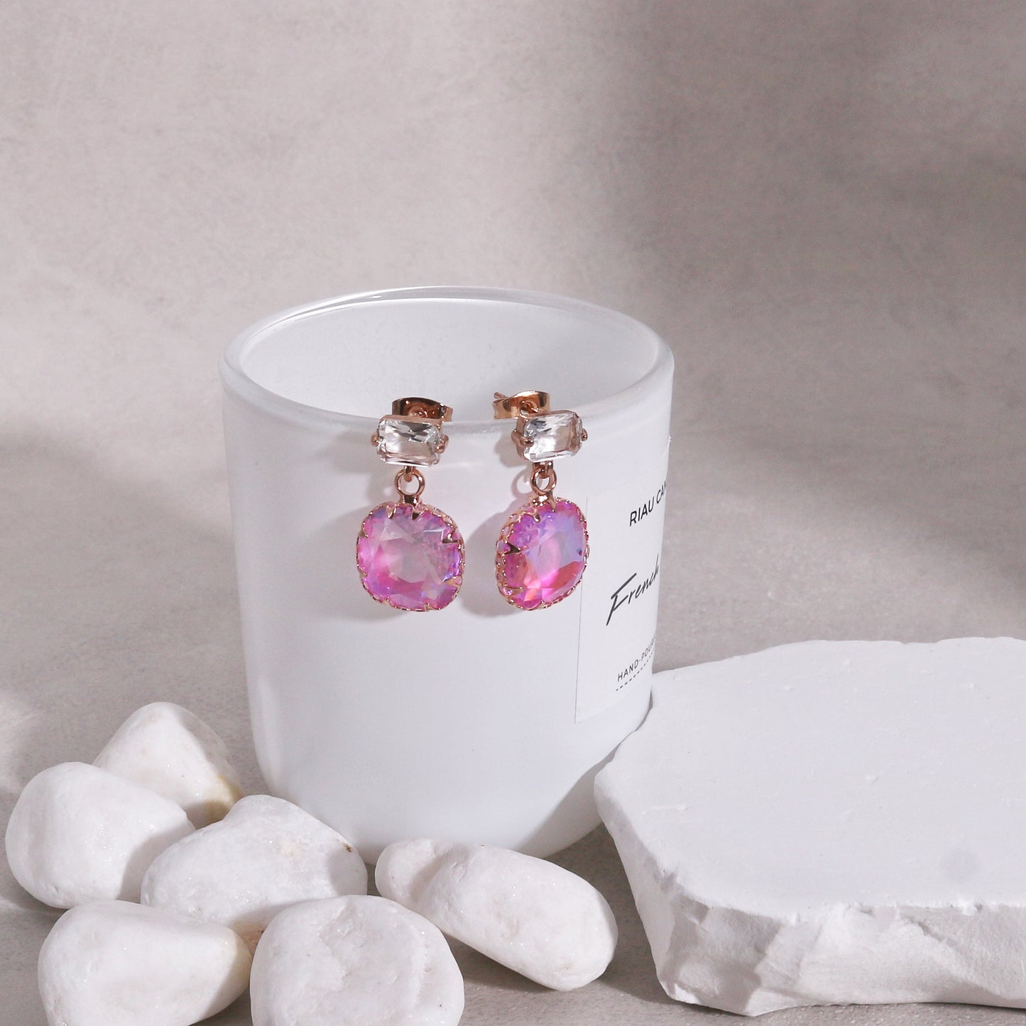Victoria Solitaire Square Cut Crystal Drop Earrings