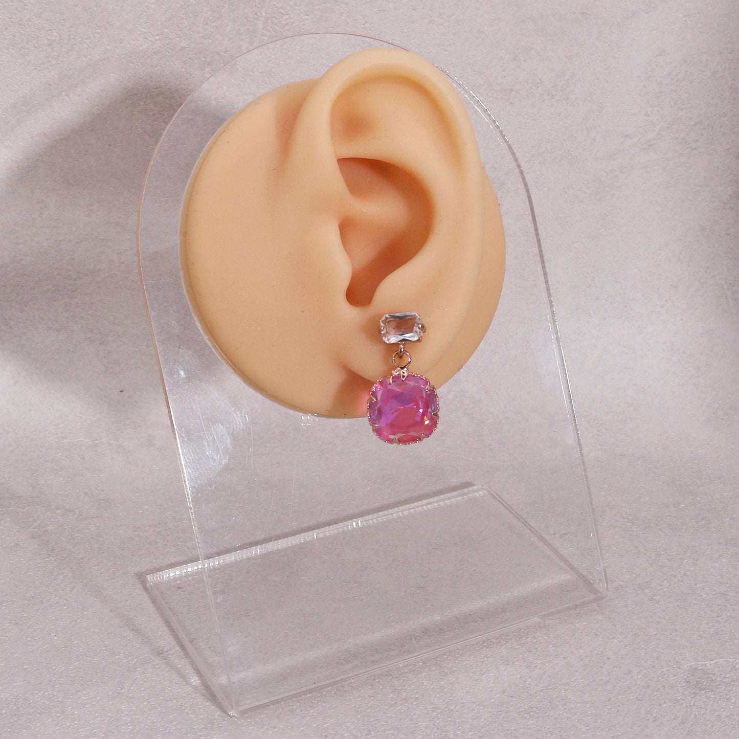 Victoria Solitaire Square Cut Crystal Drop Earrings