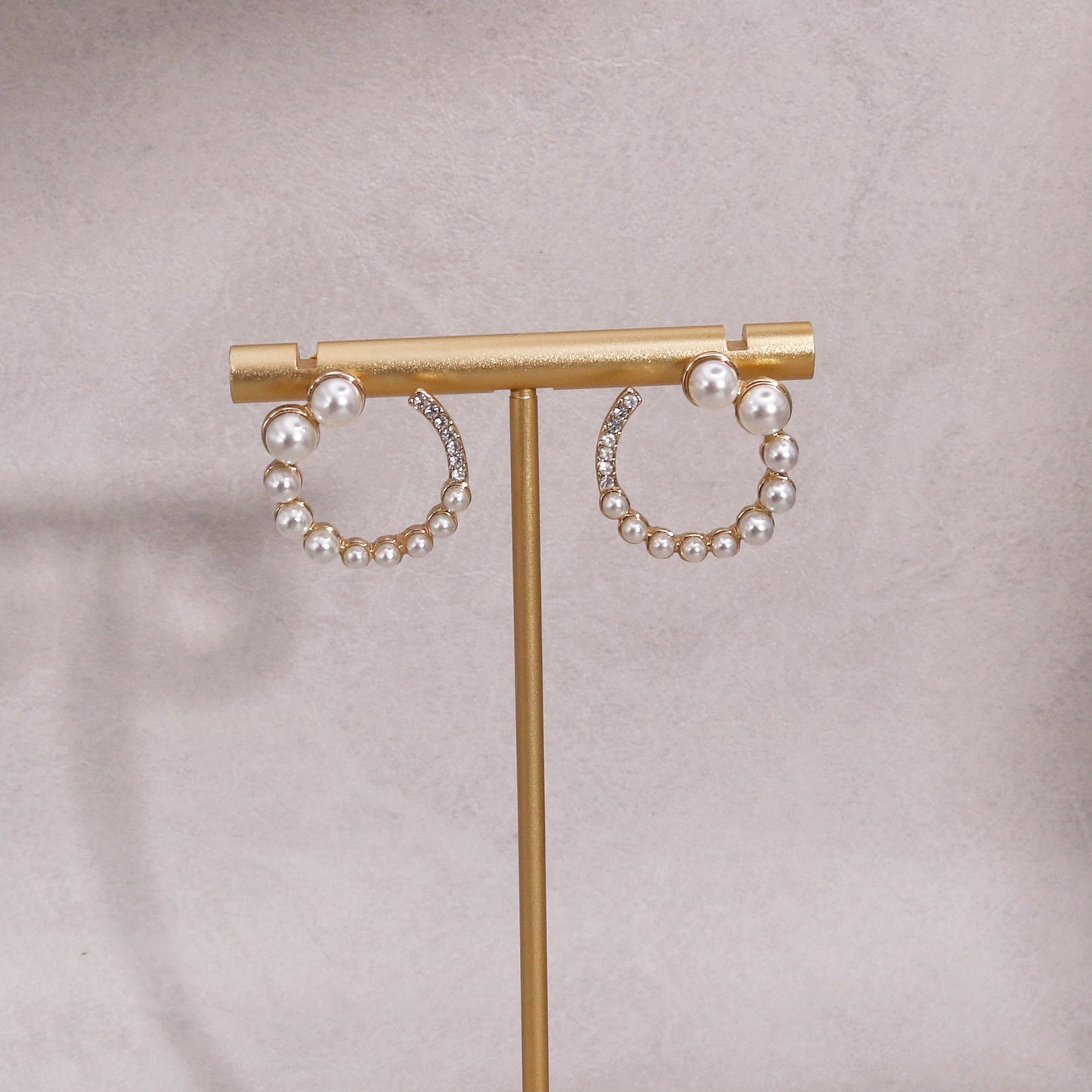 Halsey O-shaped Pearl and CZ Stud Earrings