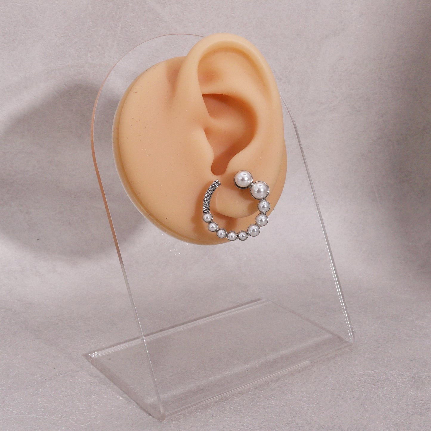 Halsey O-shaped Pearl and CZ Stud Earrings