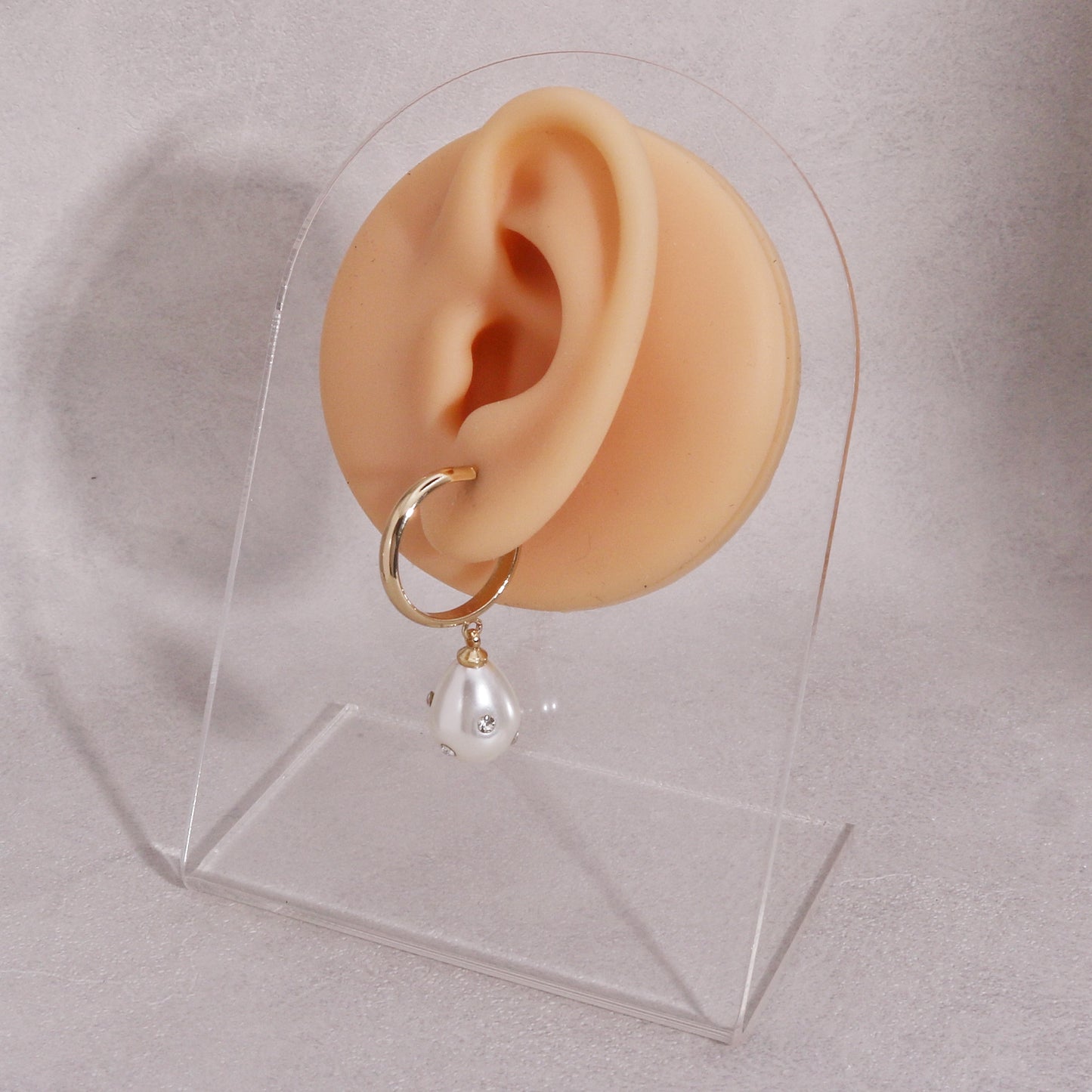 Dakota Crystal Infused Pearl Hoop Drop Earrings