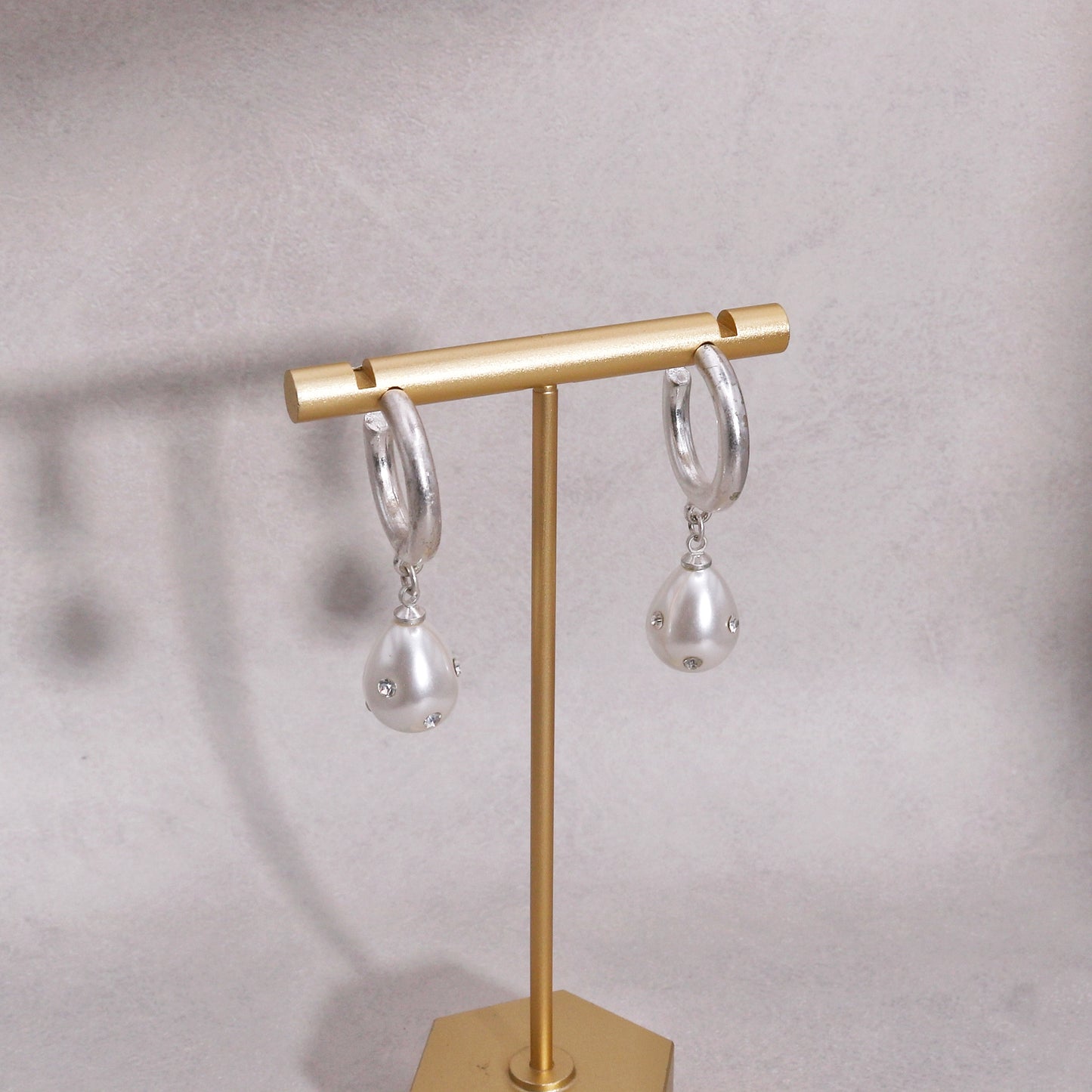 Dakota Crystal Infused Pearl Hoop Drop Earrings