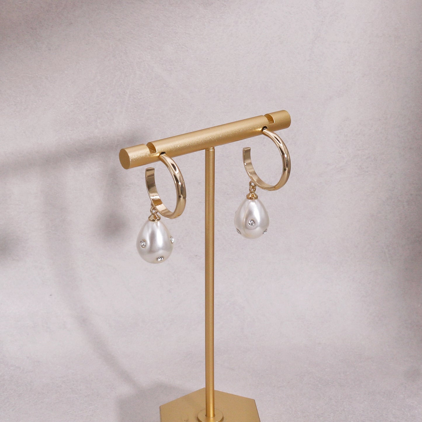 Dakota Crystal Infused Pearl Hoop Drop Earrings
