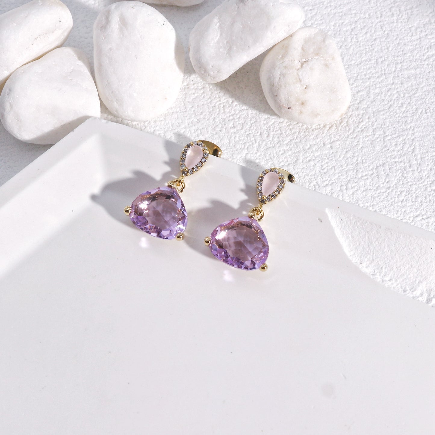 Luxury Trillion Cut CZ Solitaire Drop Earrings