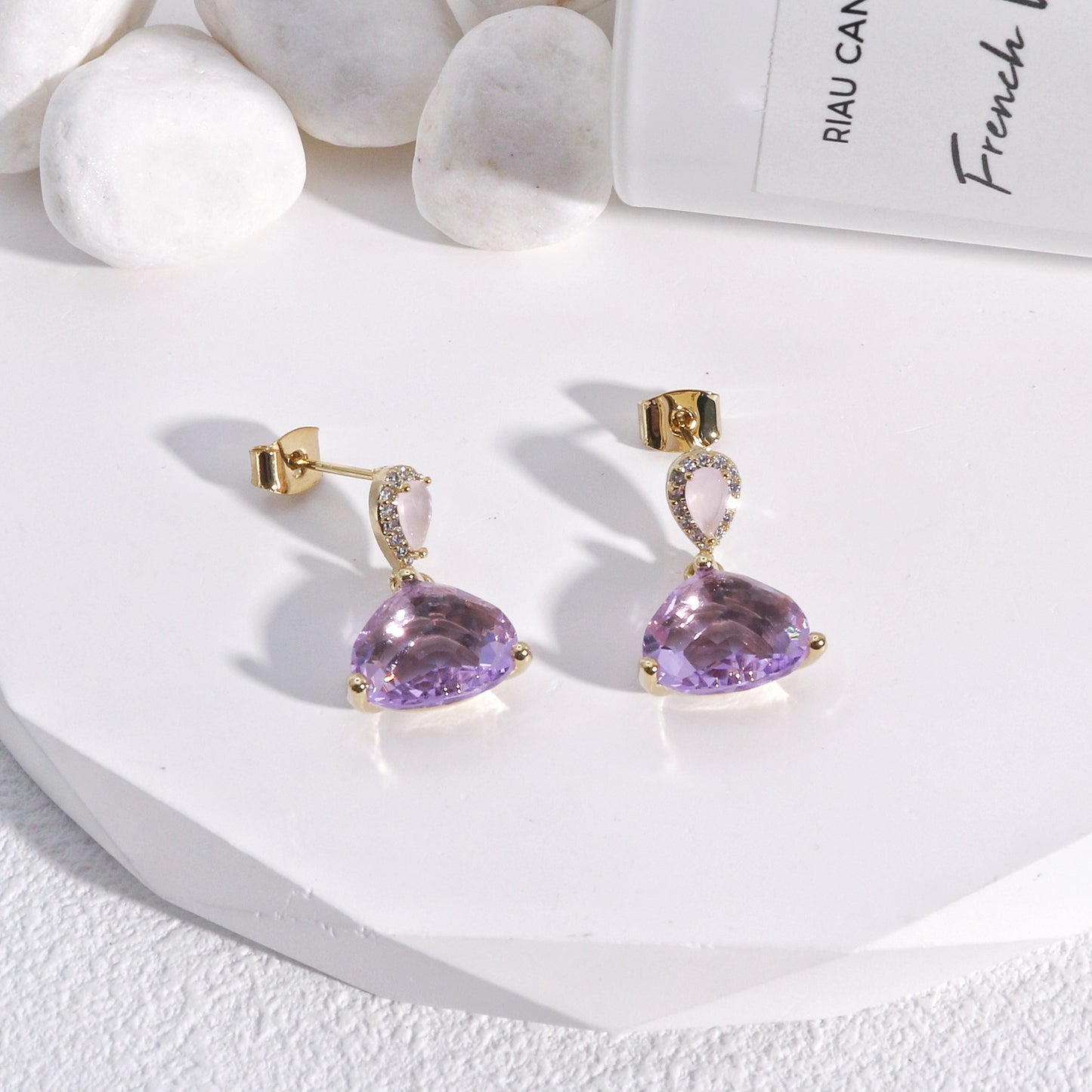 Luxury Trillion Cut CZ Solitaire Drop Earrings