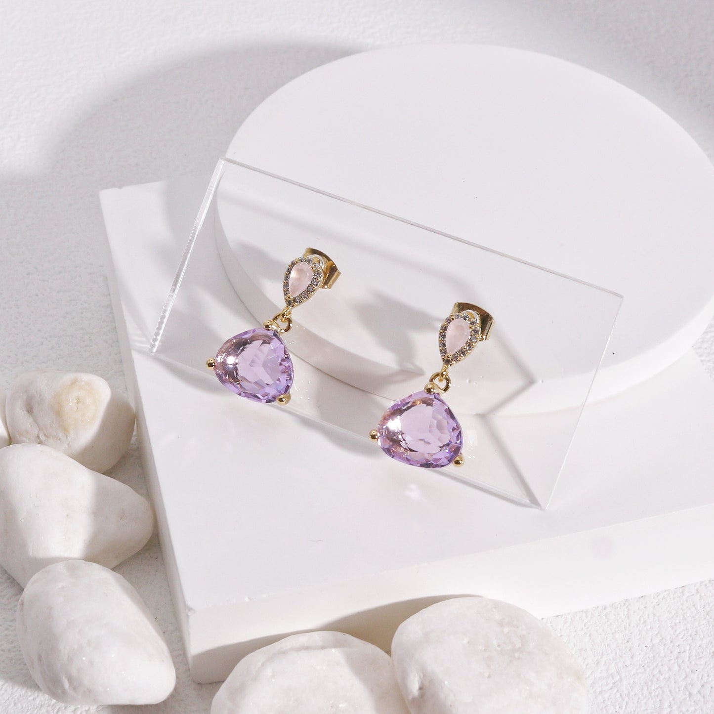 Luxury Trillion Cut CZ Solitaire Drop Earrings