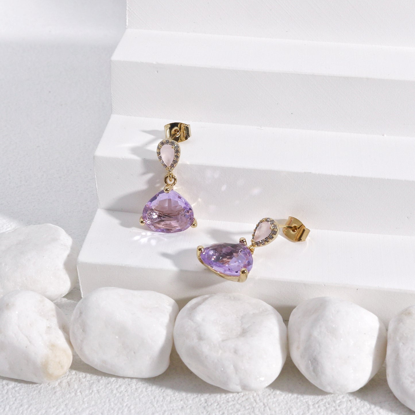 Luxury Trillion Cut CZ Solitaire Drop Earrings