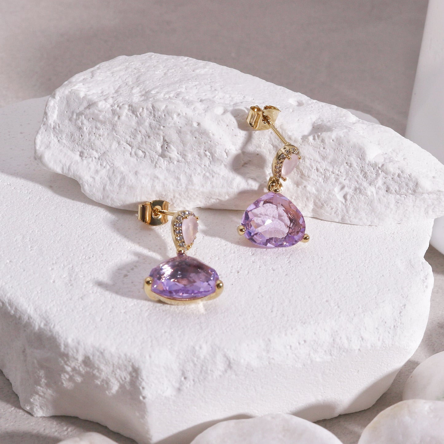 Luxury Trillion Cut CZ Solitaire Drop Earrings