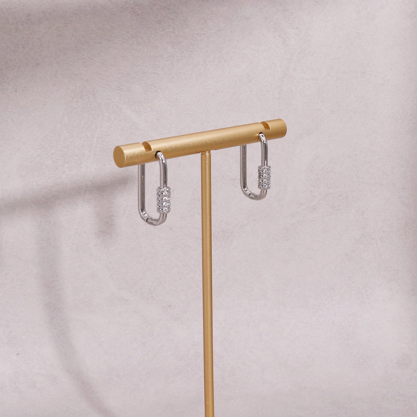Keira Silver Gold Carabina and CZ Hoop Earrings