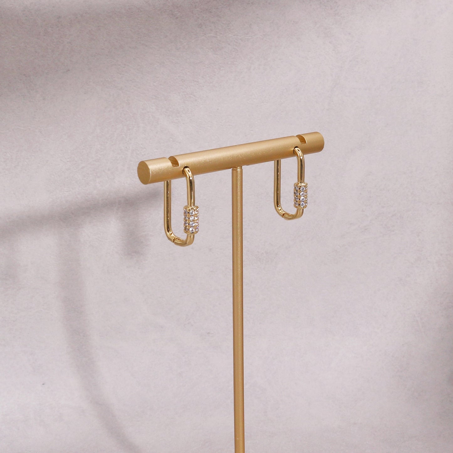 Keira Silver Gold Carabina and CZ Hoop Earrings