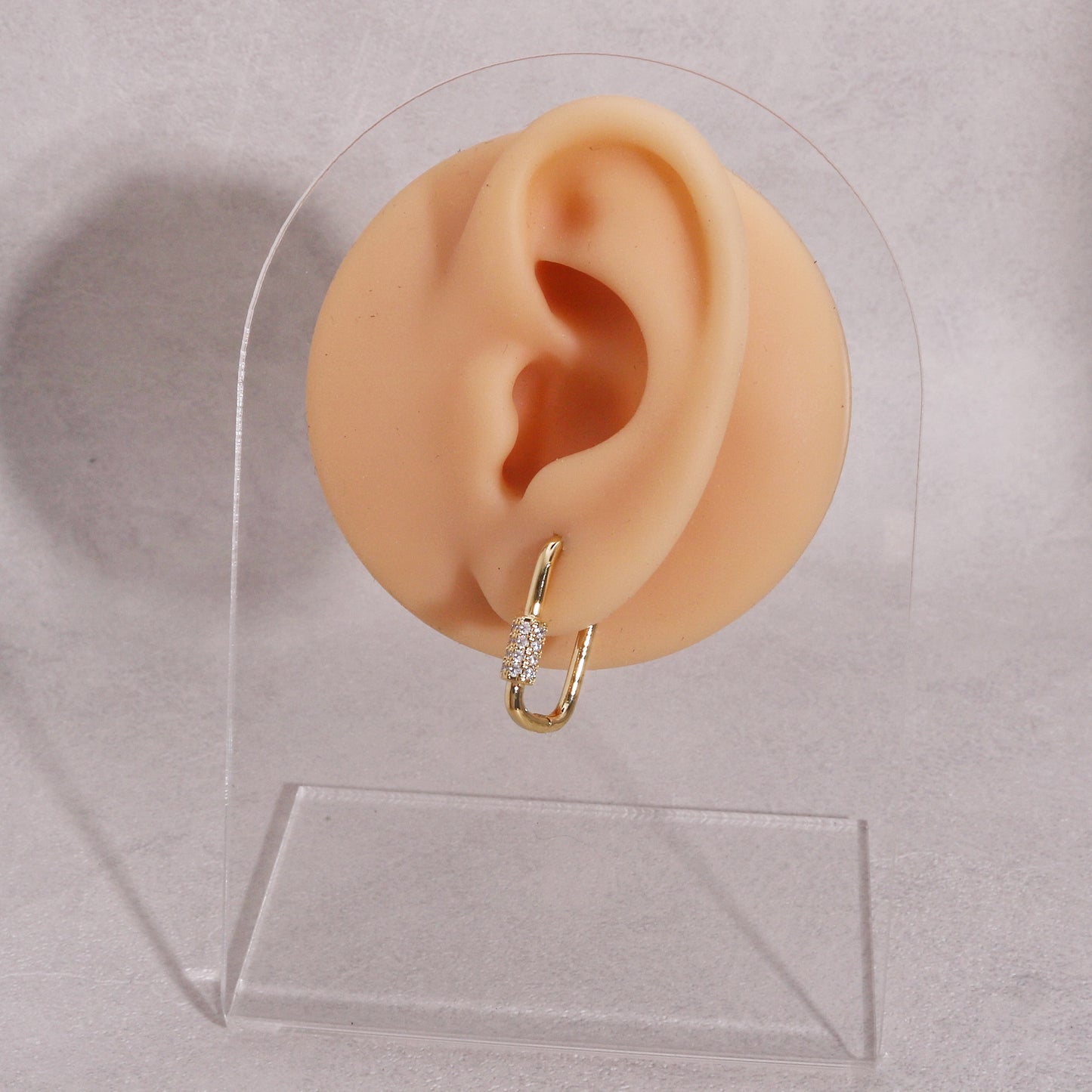 Keira Silver Gold Carabina and CZ Hoop Earrings