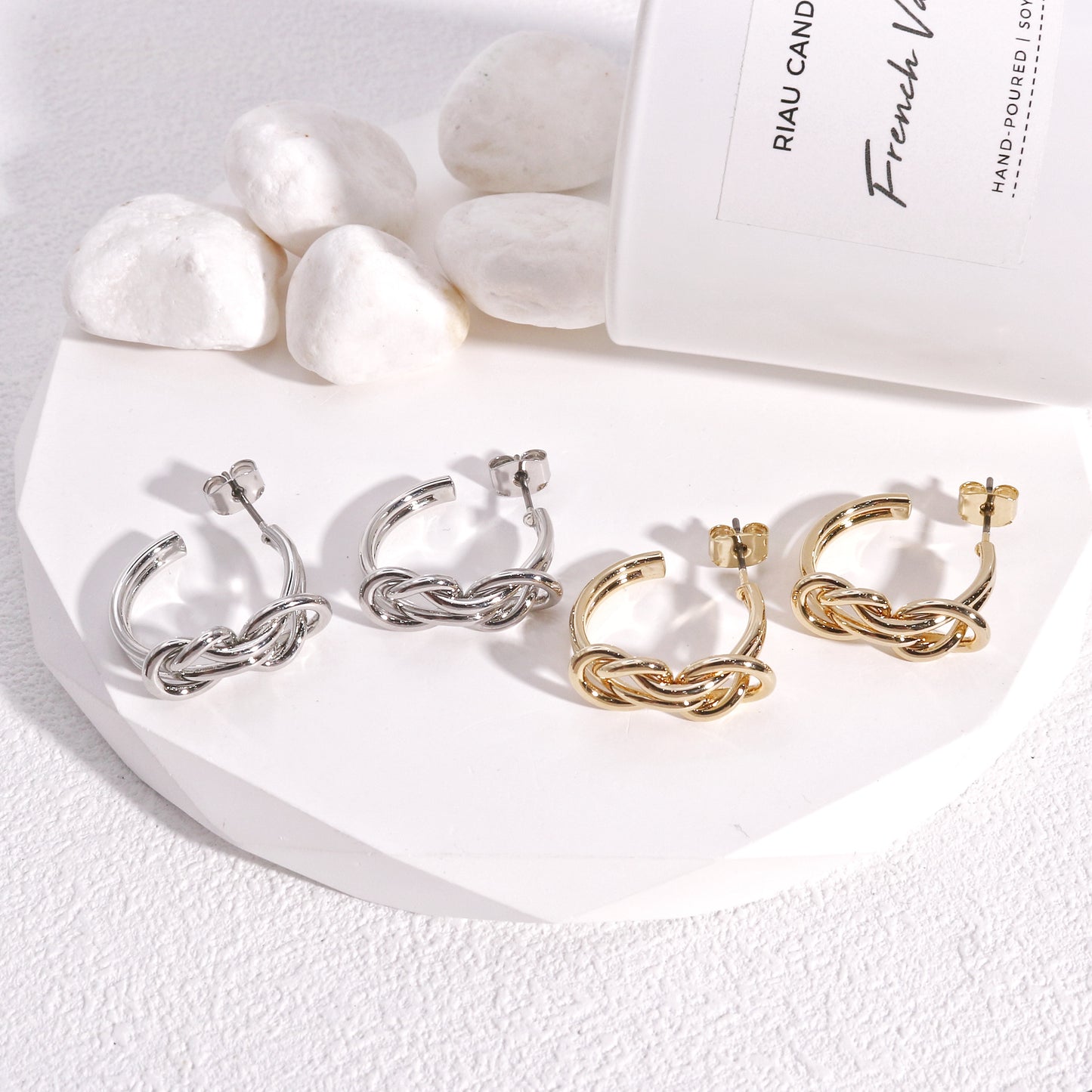 Cadence Fancy Interlooping Metal Hoop Earrings