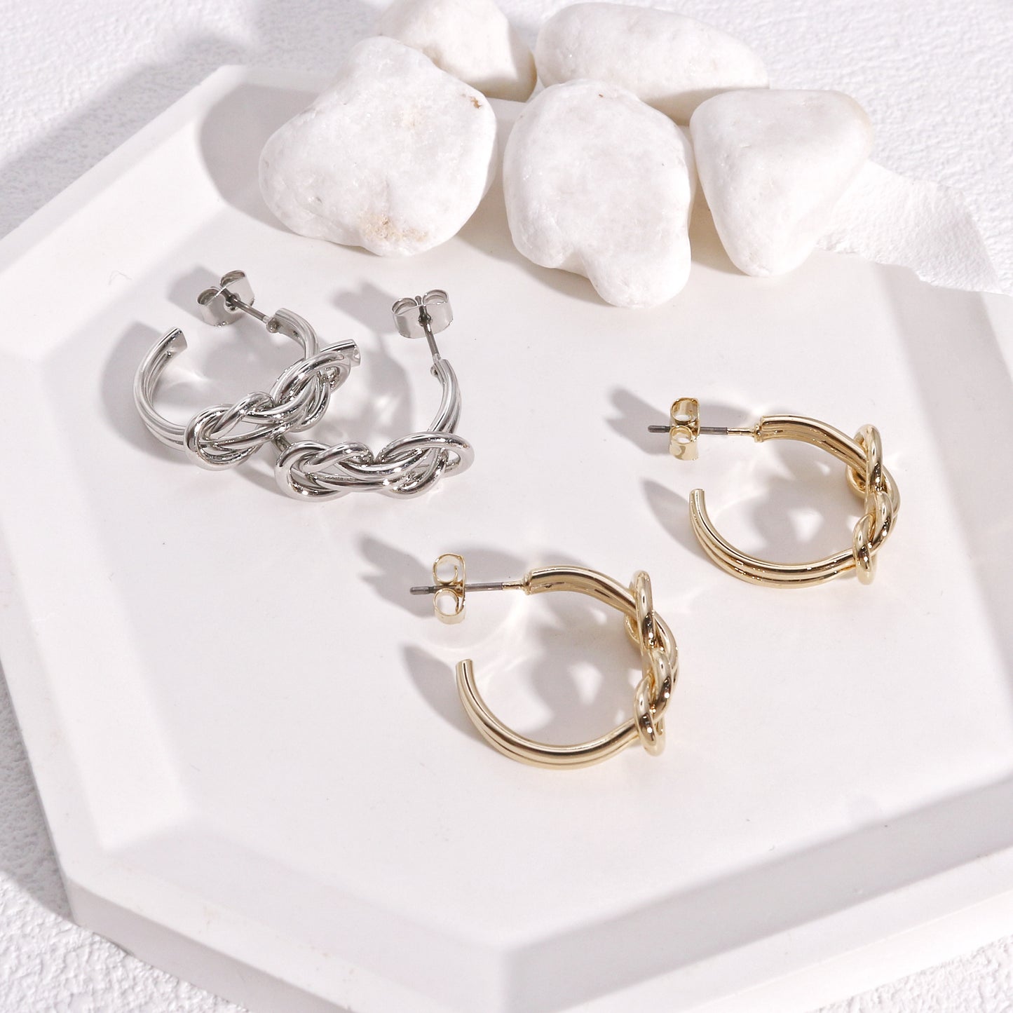 Cadence Fancy Interlooping Metal Hoop Earrings