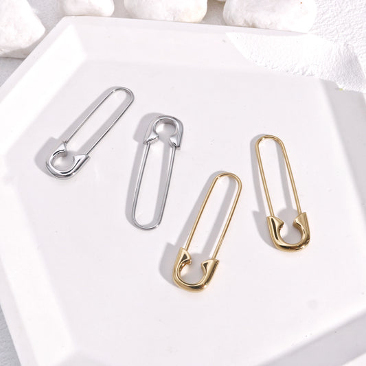 Hannah's Edgy Safety Pin Drop Earrings