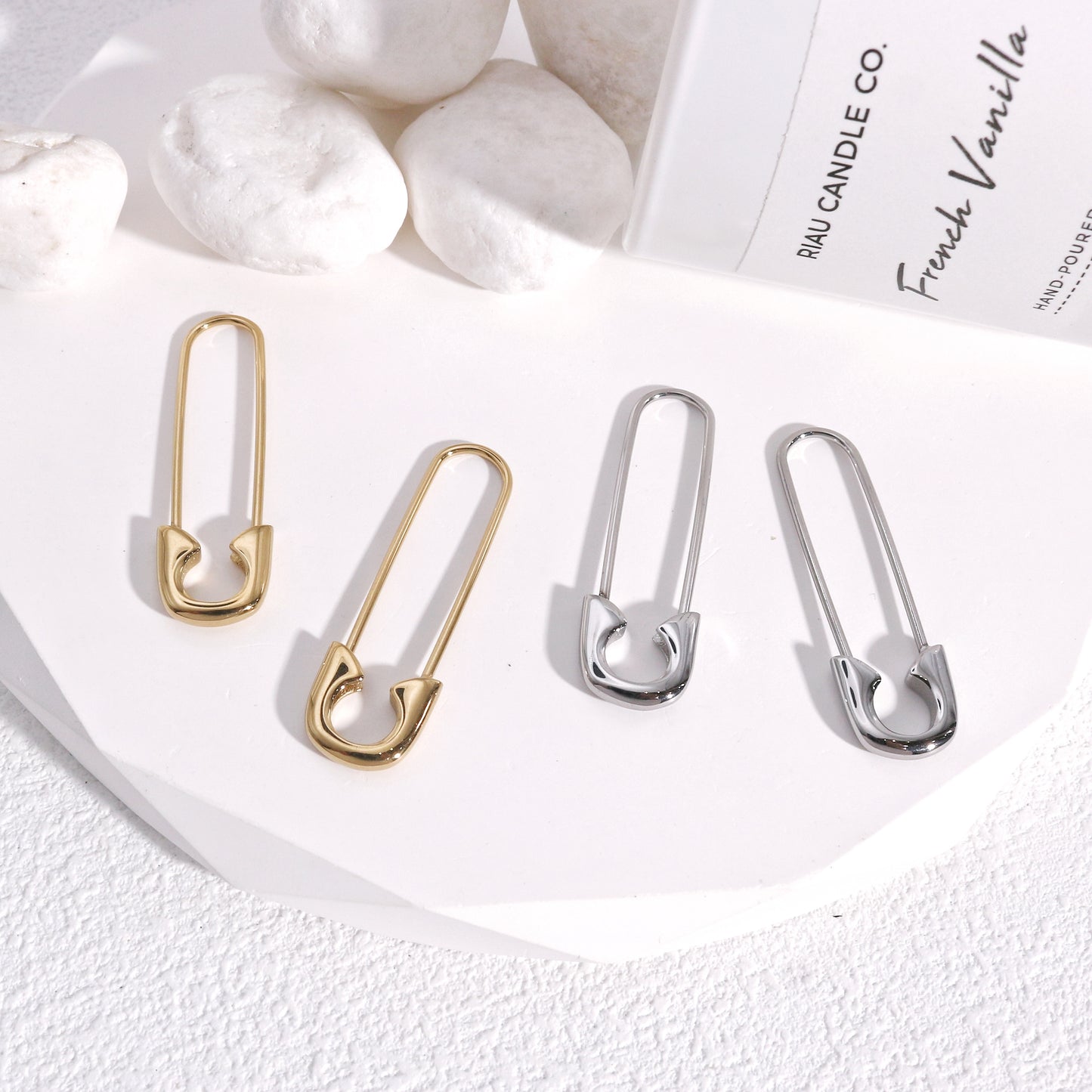 Hannah's Edgy Safety Pin Drop Earrings