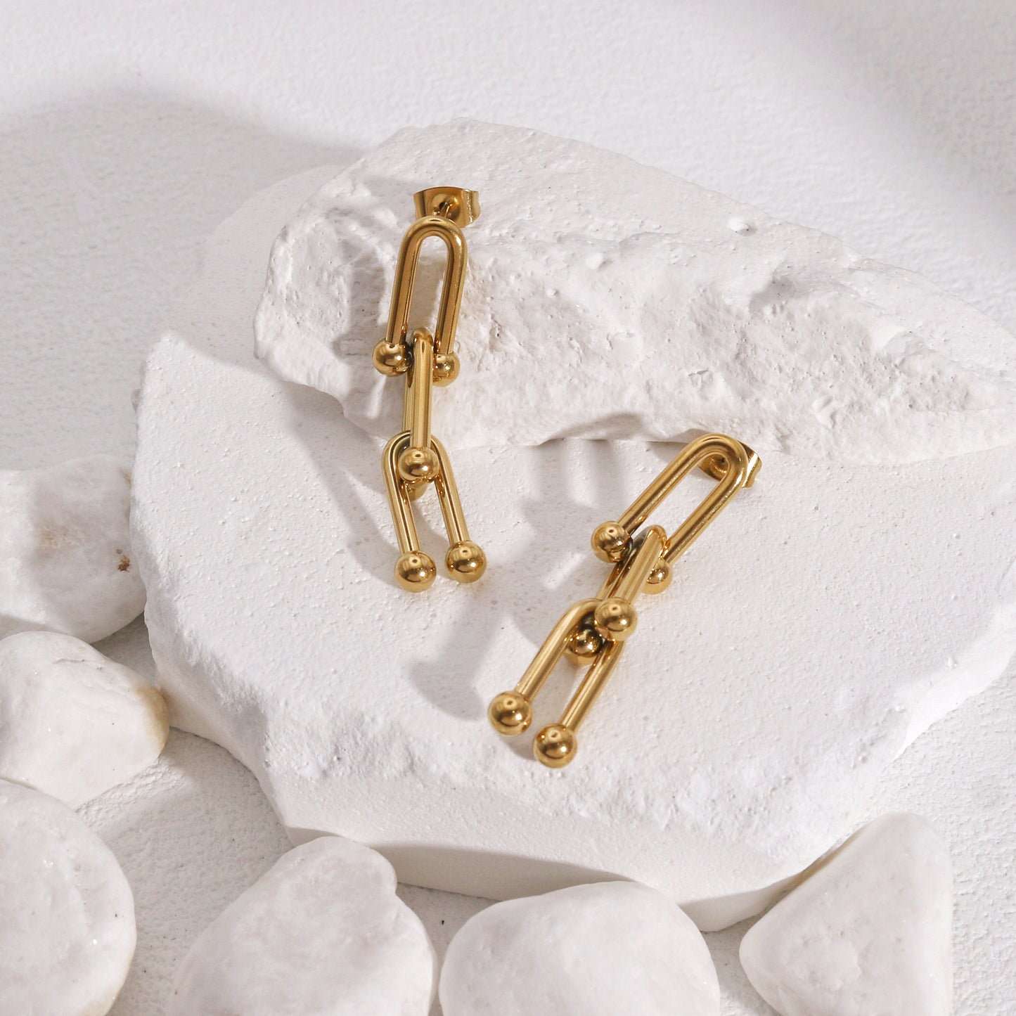 Peyton Modern Glamor Steel Drop Earrings