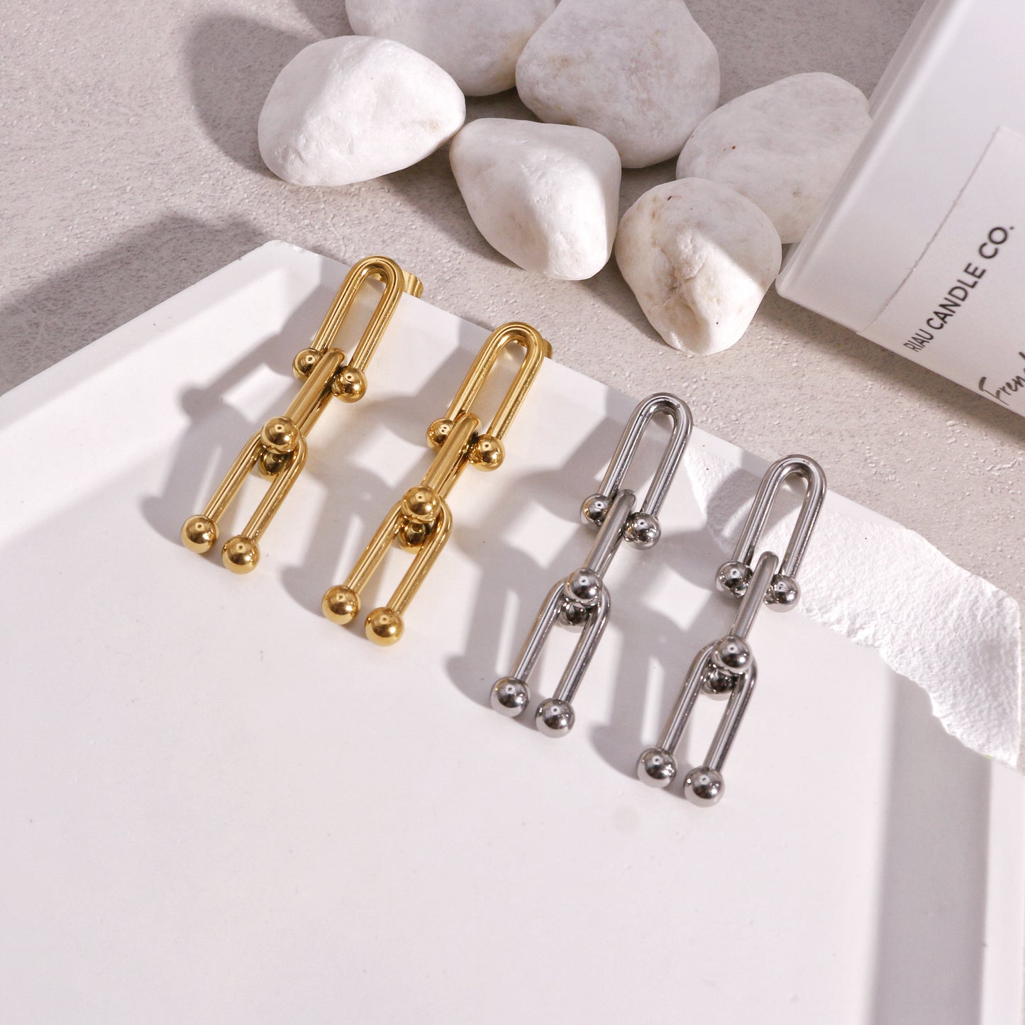 Peyton Modern Glamor Steel Drop Earrings