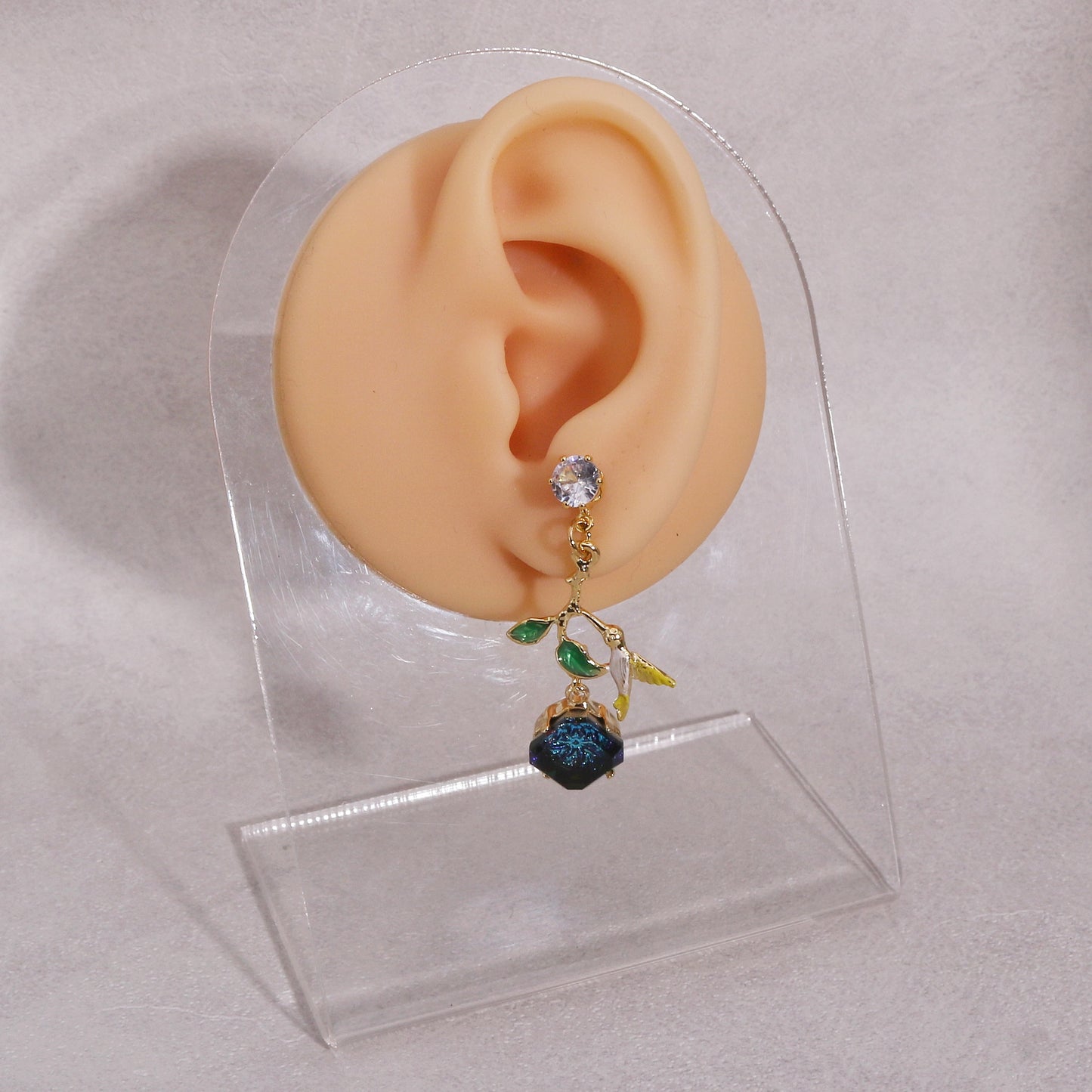 Andrea Hummingbird on Large Crystal Drop Earrings