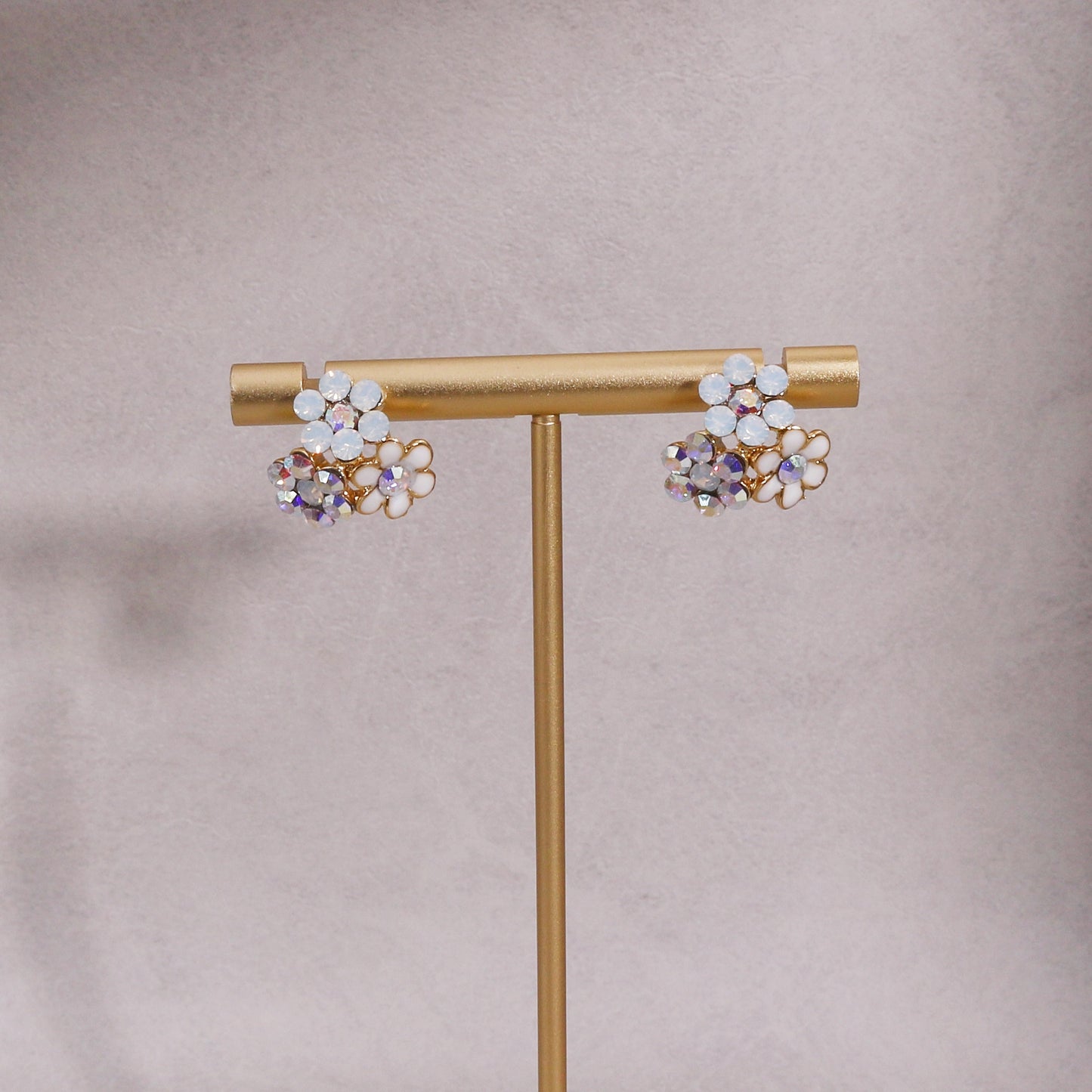 Madge Dainty Floral Cluster Crystal Stud Earrings