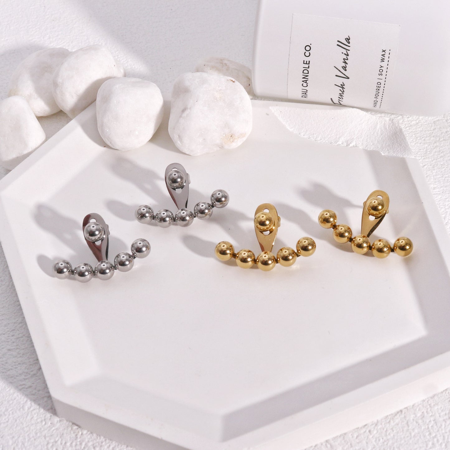 Charley Stainless Steel Beaded Drop Earring Jacket