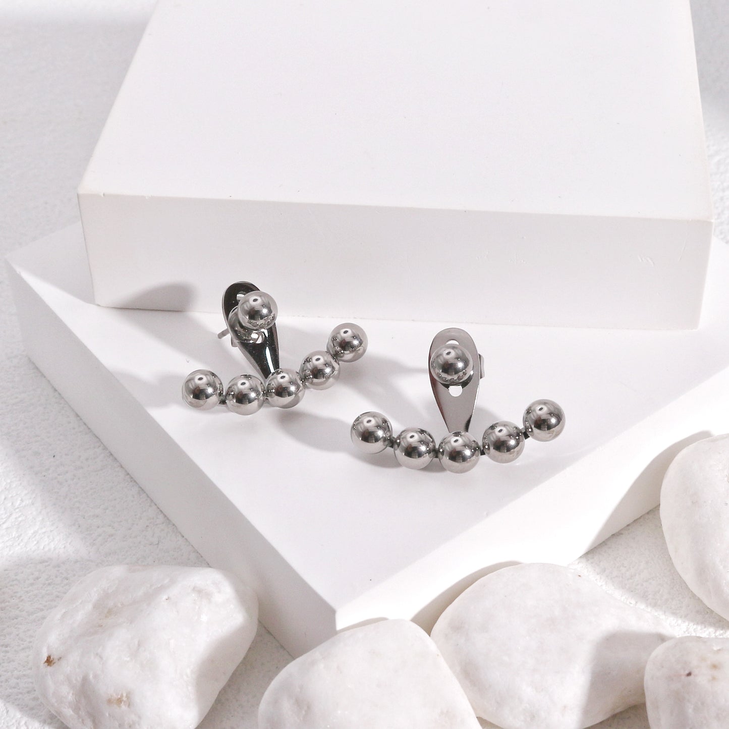 Charley Stainless Steel Beaded Drop Earring Jacket