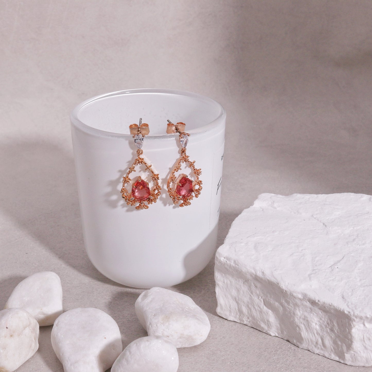 BellaRose Vintage Filigree Pear CZ Drop Earrings