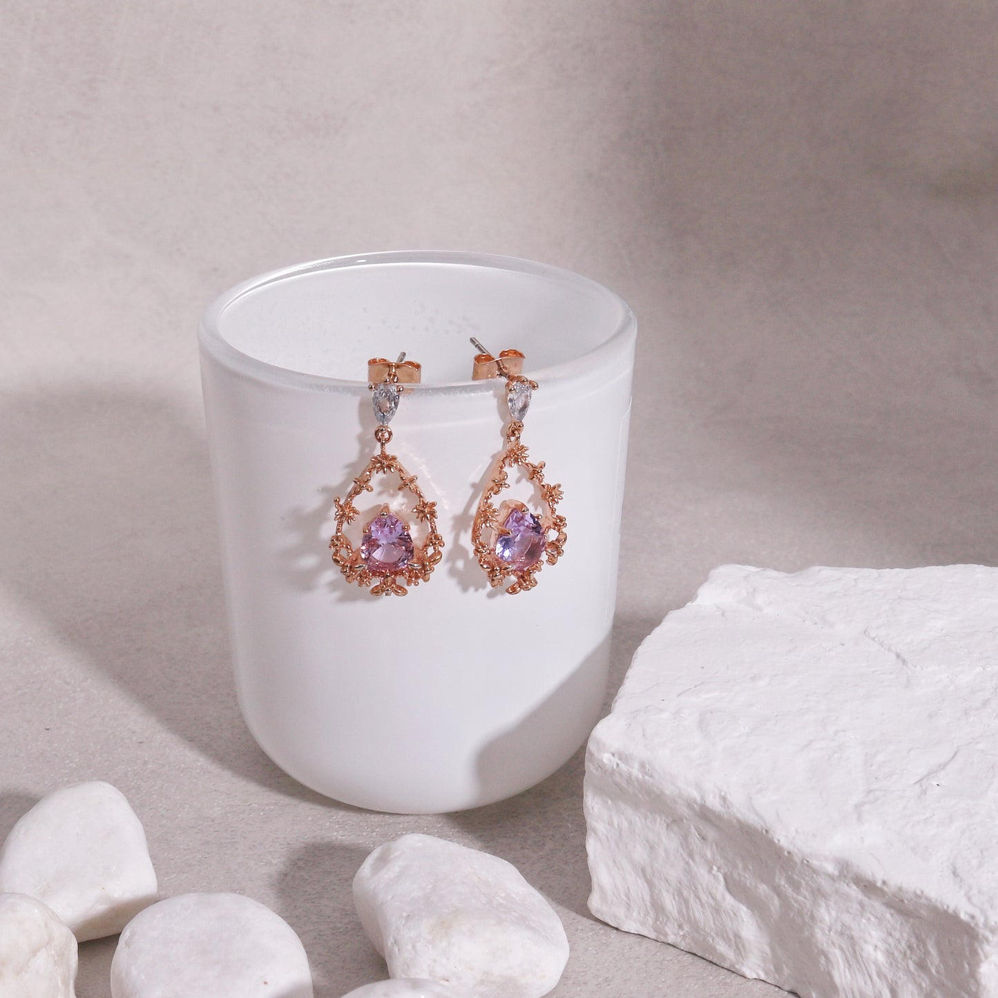 BellaRose Vintage Filigree Pear CZ Drop Earrings