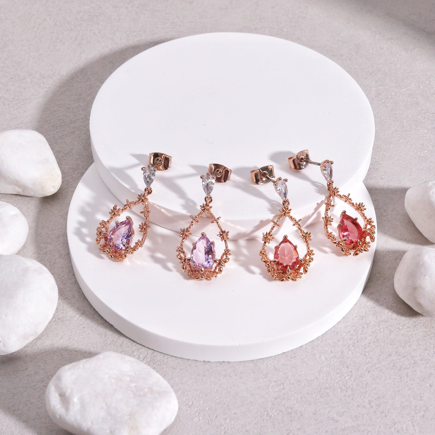 BellaRose Vintage Filigree Pear CZ Drop Earrings