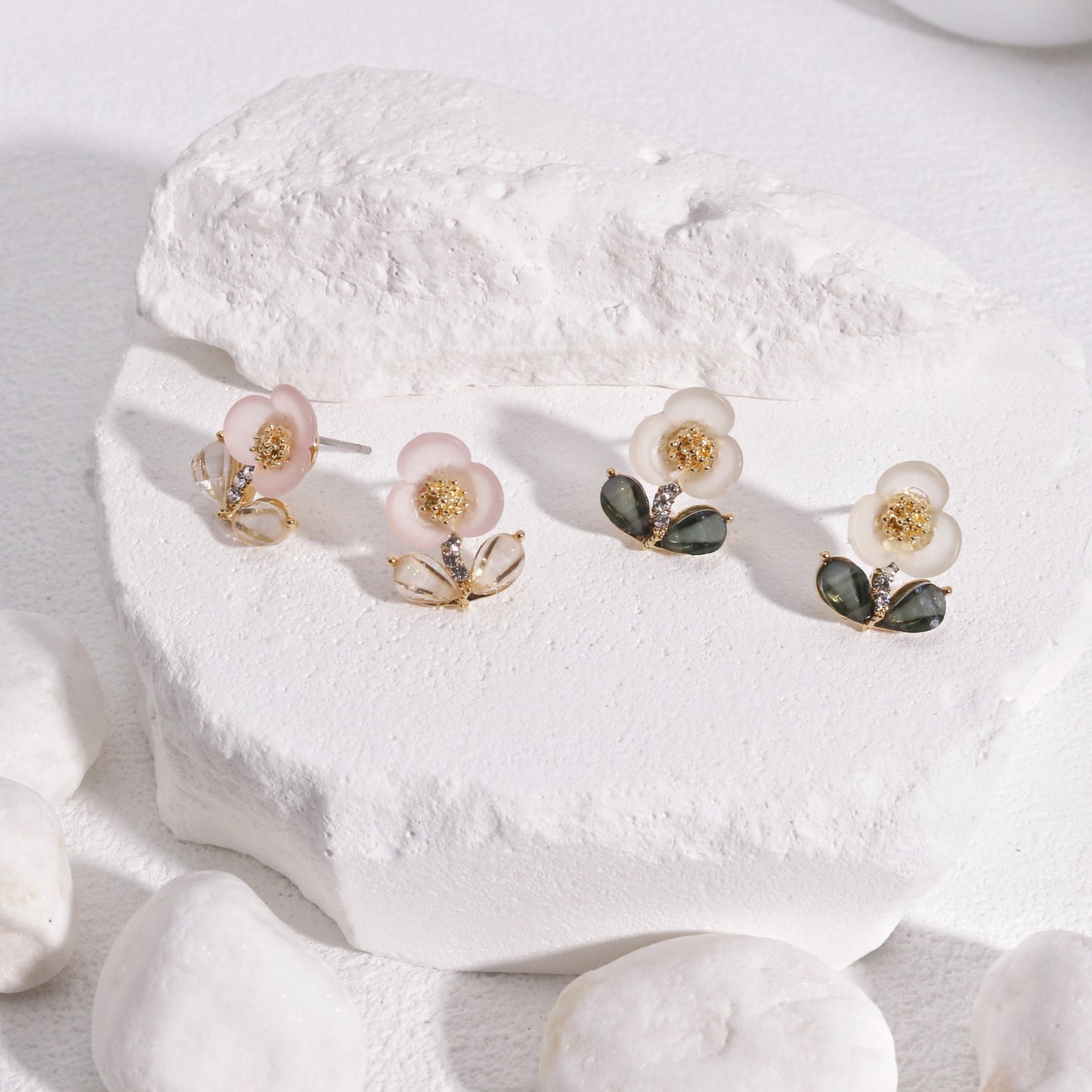 Mirren Dainty Flower Crystal Stud Earrings