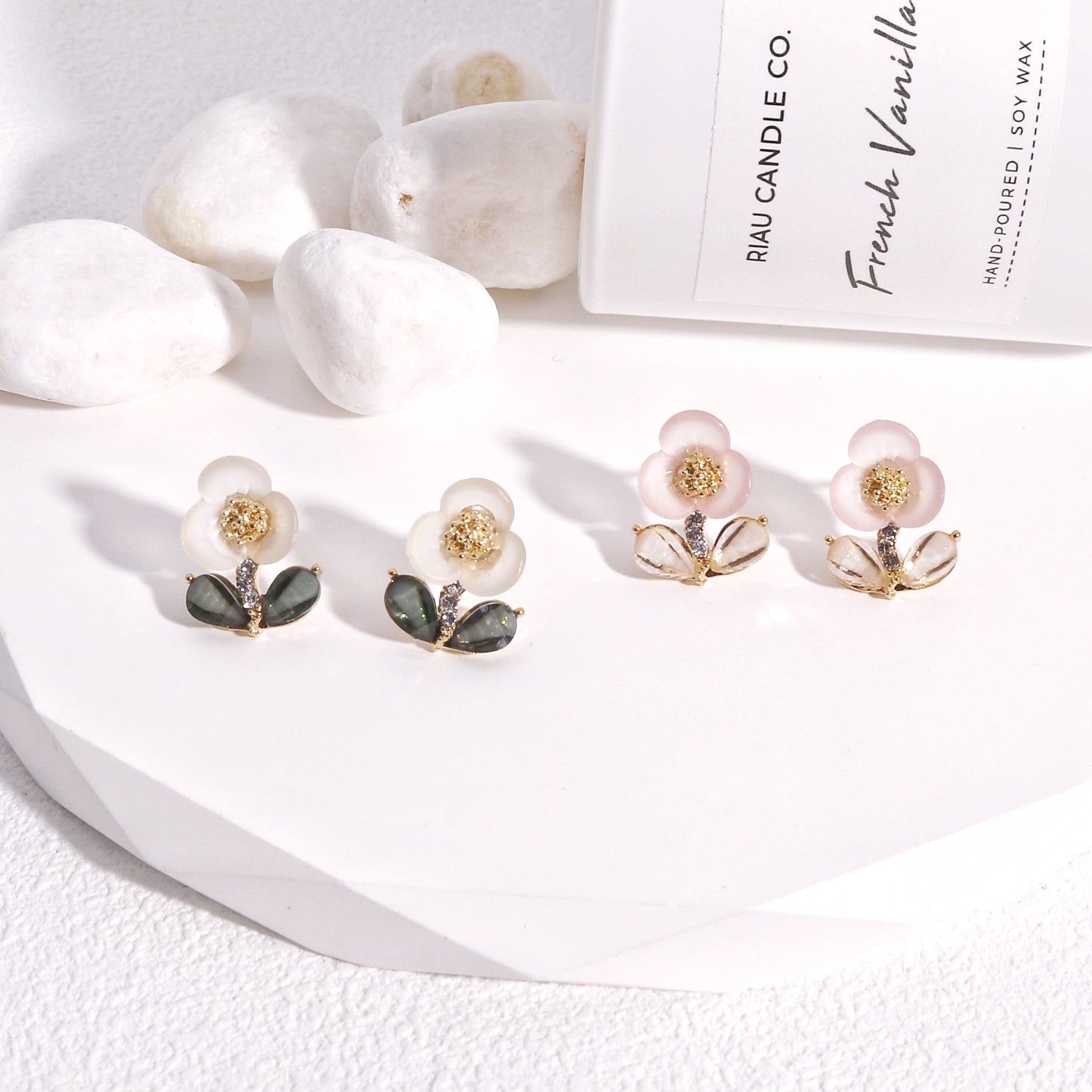 Mirren Dainty Flower Crystal Stud Earrings